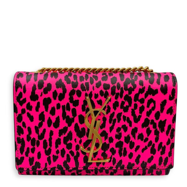 Kate Monogramme Leopard Print Pink Crossbody Bag in Calfskin, Gold hardware