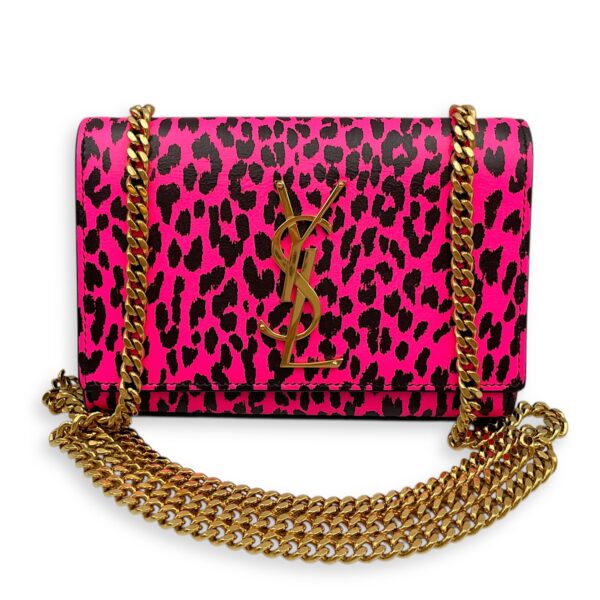Kate Monogramme Leopard Print Pink Crossbody Bag in Calfskin, Gold hardware - Image 8