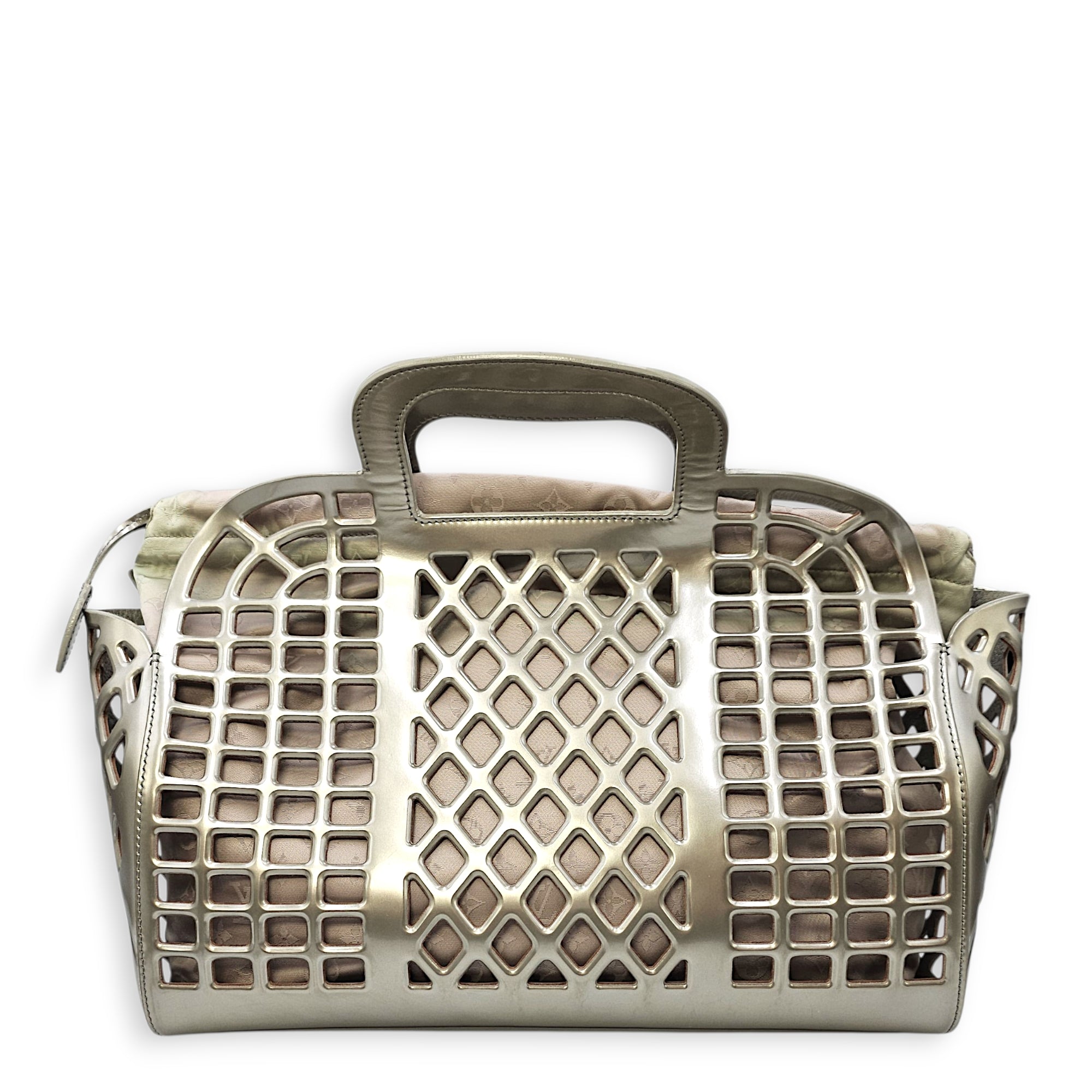 Jelly Shopping Bag MM Grey Top Handle Bag in Metallic Calf - Image 3