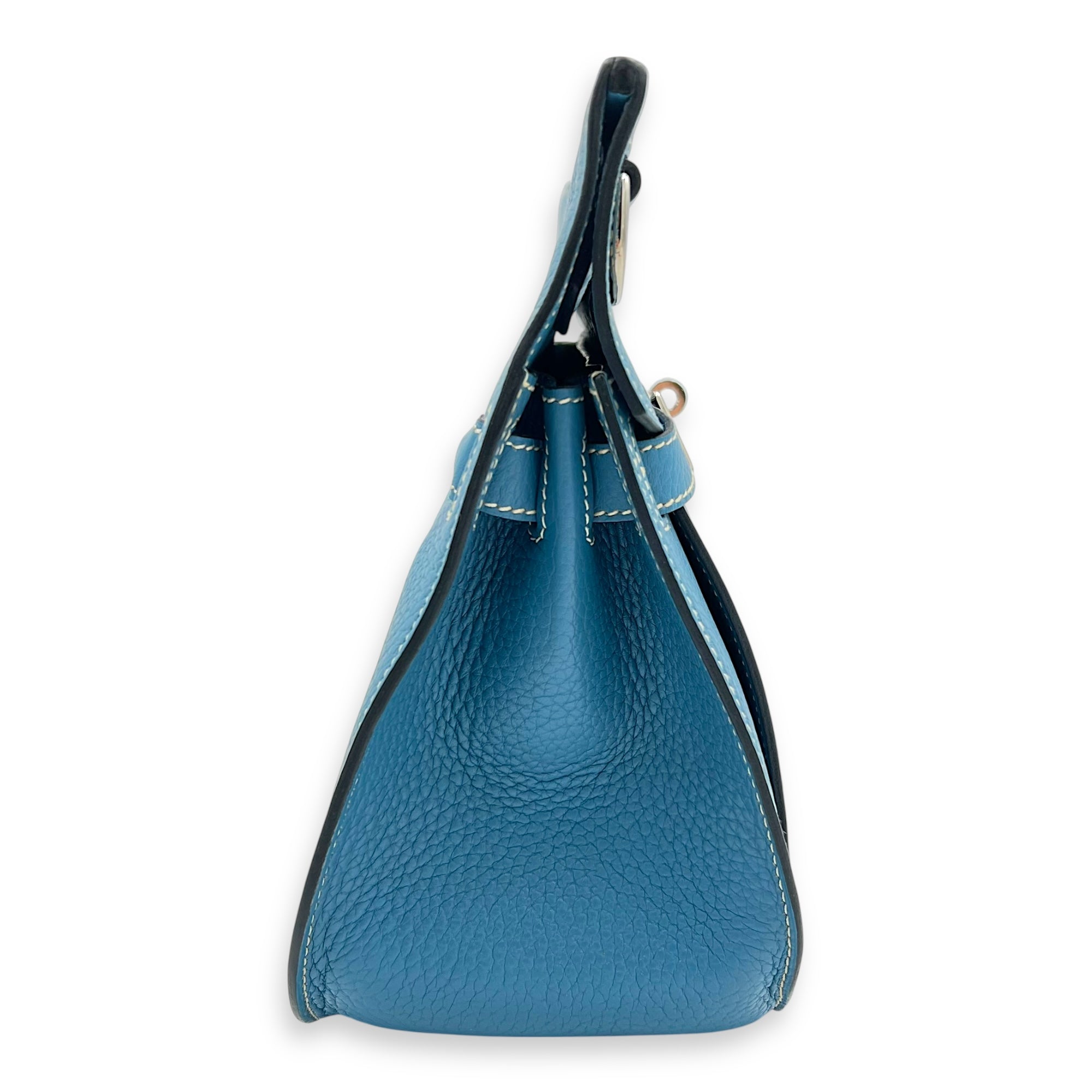 Jypsiere 28 Blue Shoulder Bag in Clemence, Palladium hardware - Image 5