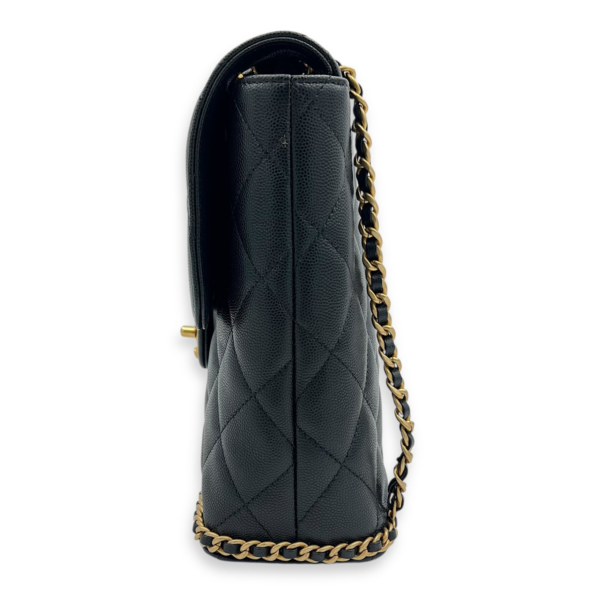 Quilted Seasonal Backpack Gold in Caviar Leather, Gold hardware - Image 5