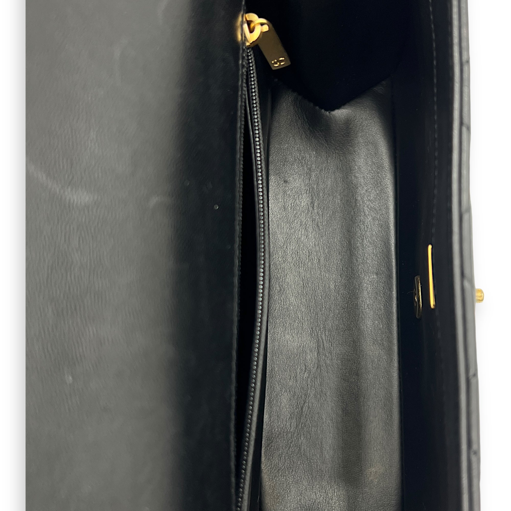 23P Seasonal Quilted Flap Shoulder Bag Black in Calfskin, Gold hardware - Image 8