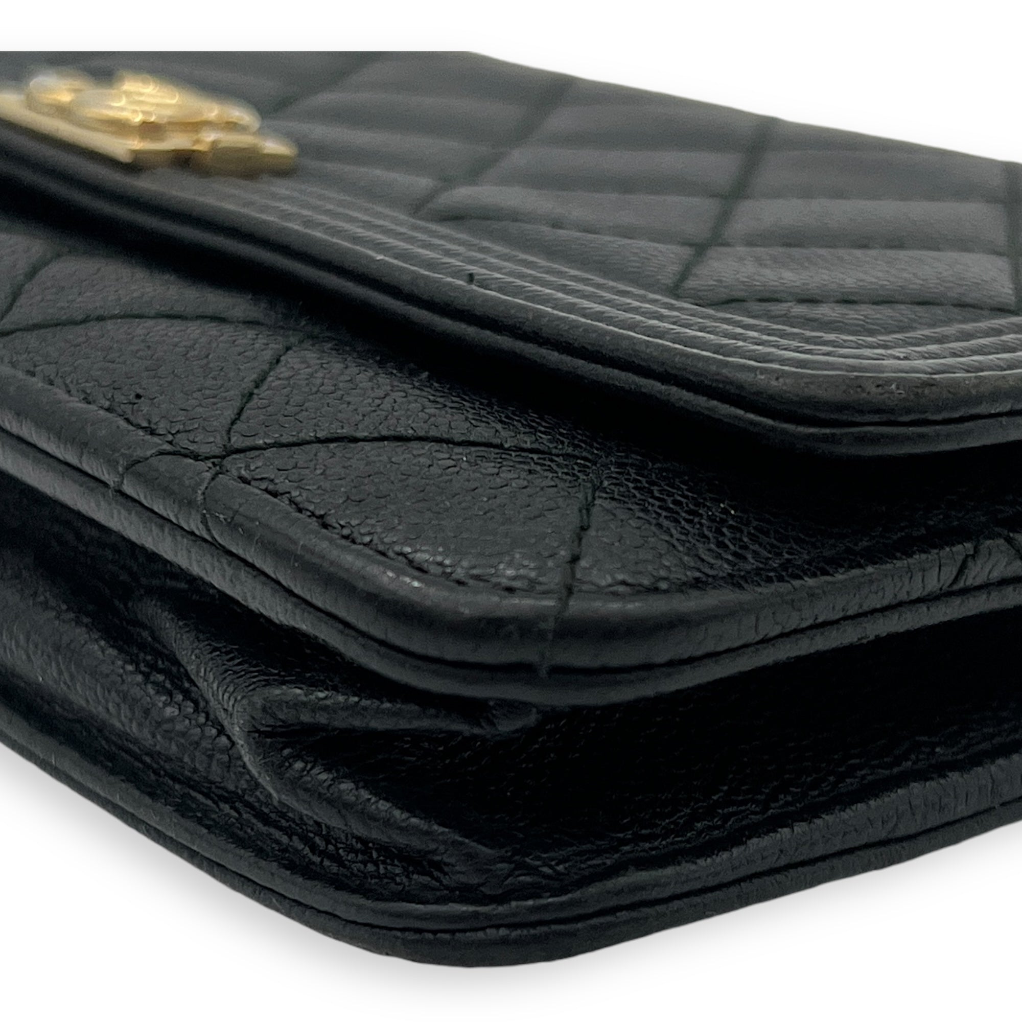 Boy Wallet On Chain Black in Caviar Leather, Gold hardware - Image 11