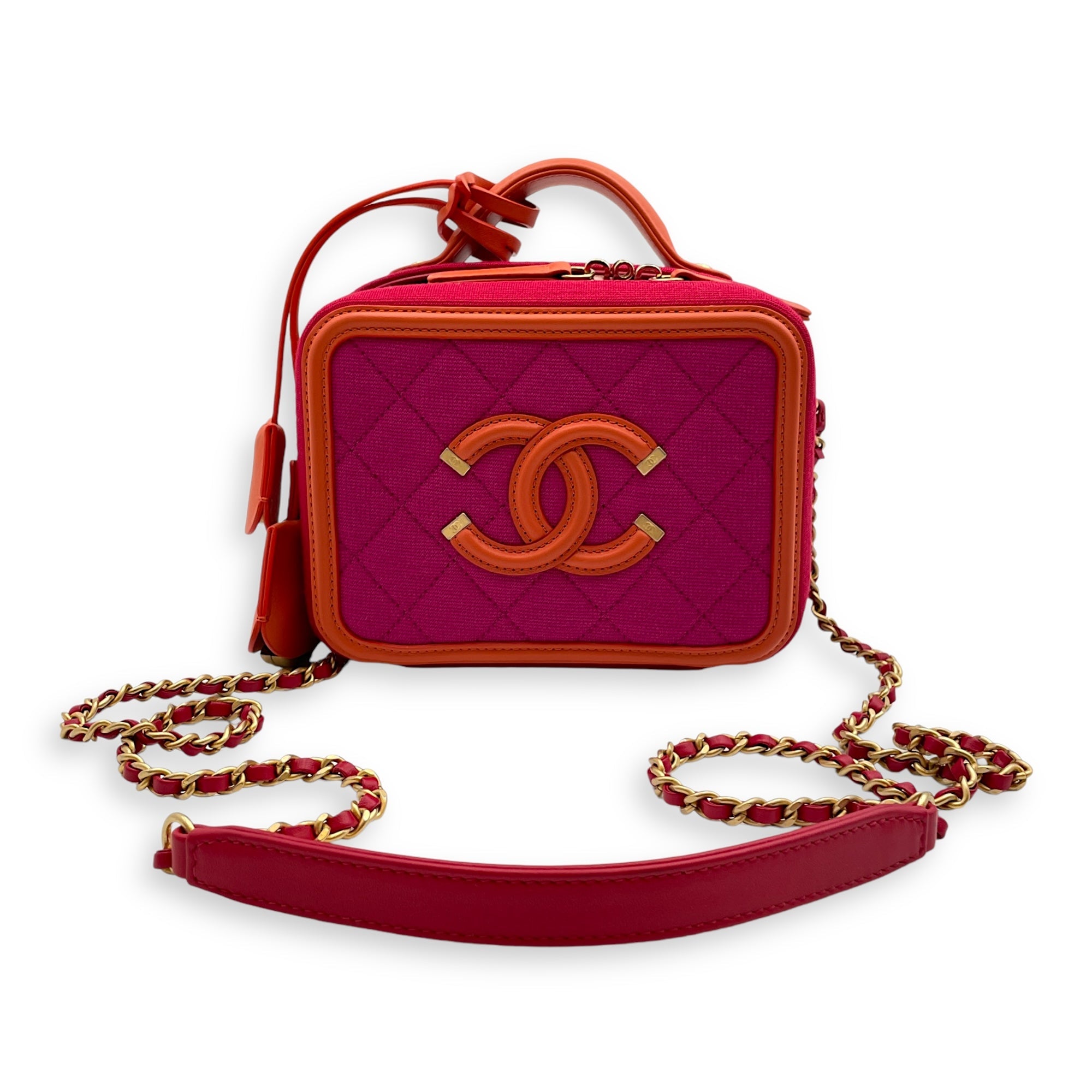 Filigree Vanity (16cm) Small Multicolour Crossbody Bag in Jersery/Calfskin, Gold hardware - Image 9