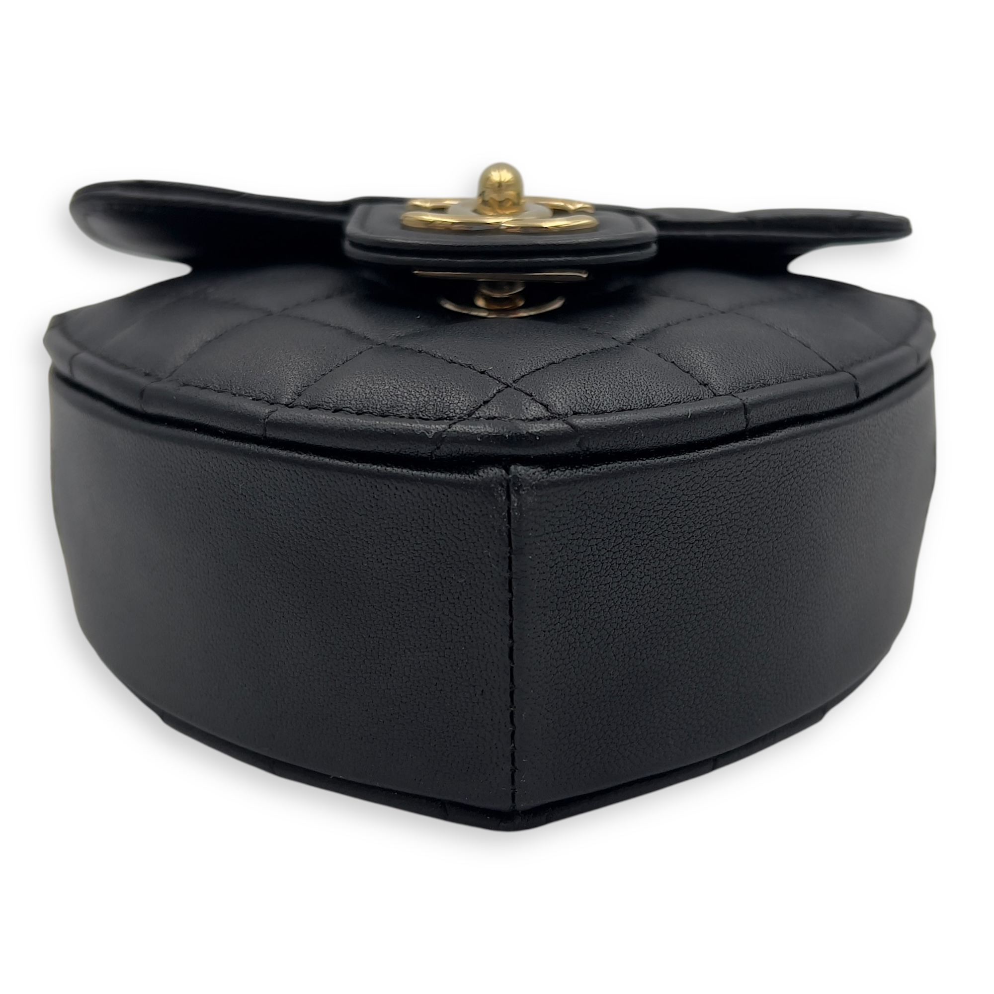 Heart Mini Black Shoulder Bag in Lambskin, Gold hardware - Image 6