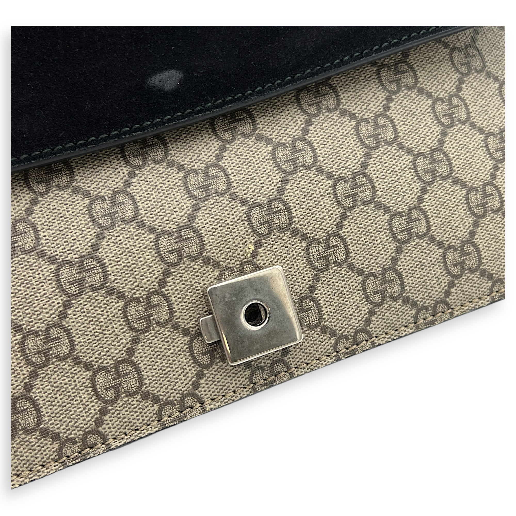 Dionysus Small Black Shoulder Bag in Coated Canvas, Silver hardware - Image 11