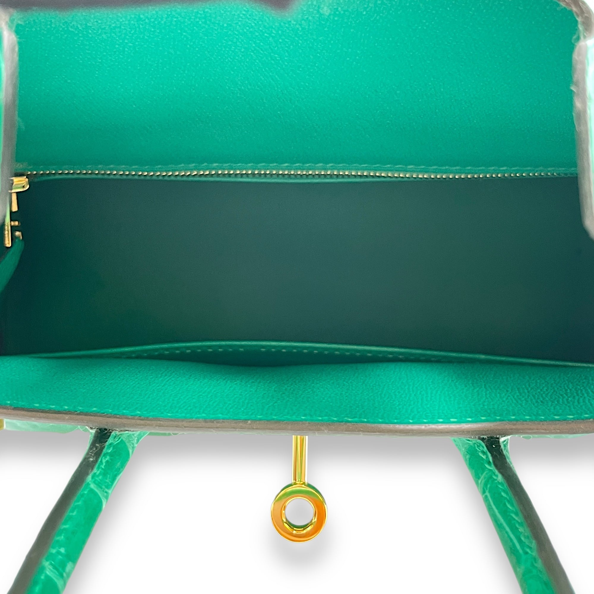 Birkin 25 Vert Jade in Shiny Porosus, Gold hardware - Image 7