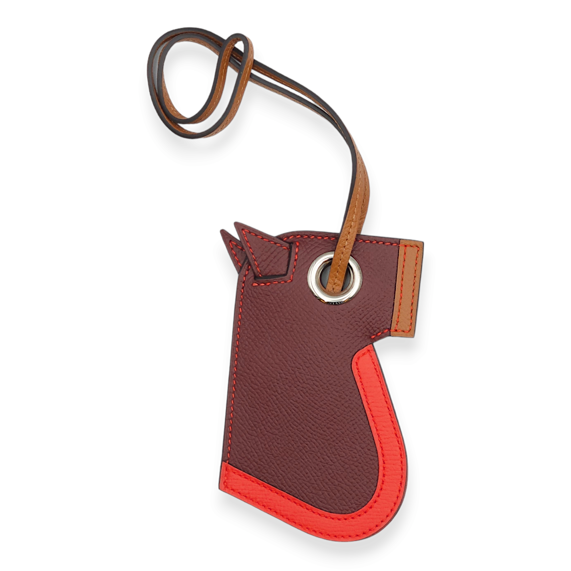 Camail Key Ring Rouge H/Gold/Rose Jaipur Charm in Epsom, Palladium hardware - Image 3