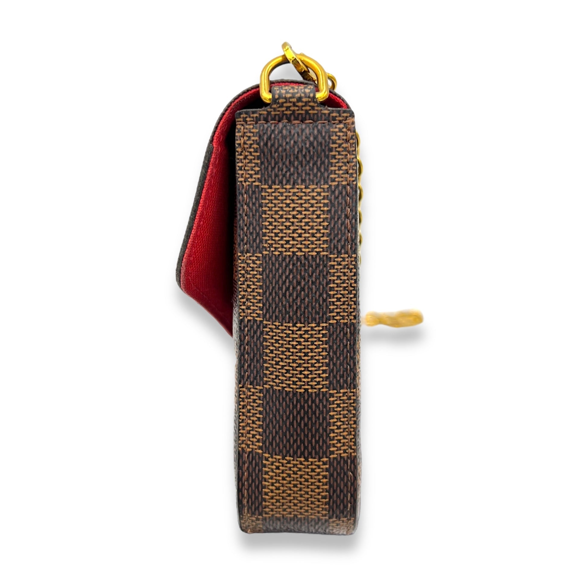 Felicie Damier Ebene Wallet On Chain in Coated Canvas, Gold hardware - Image 5