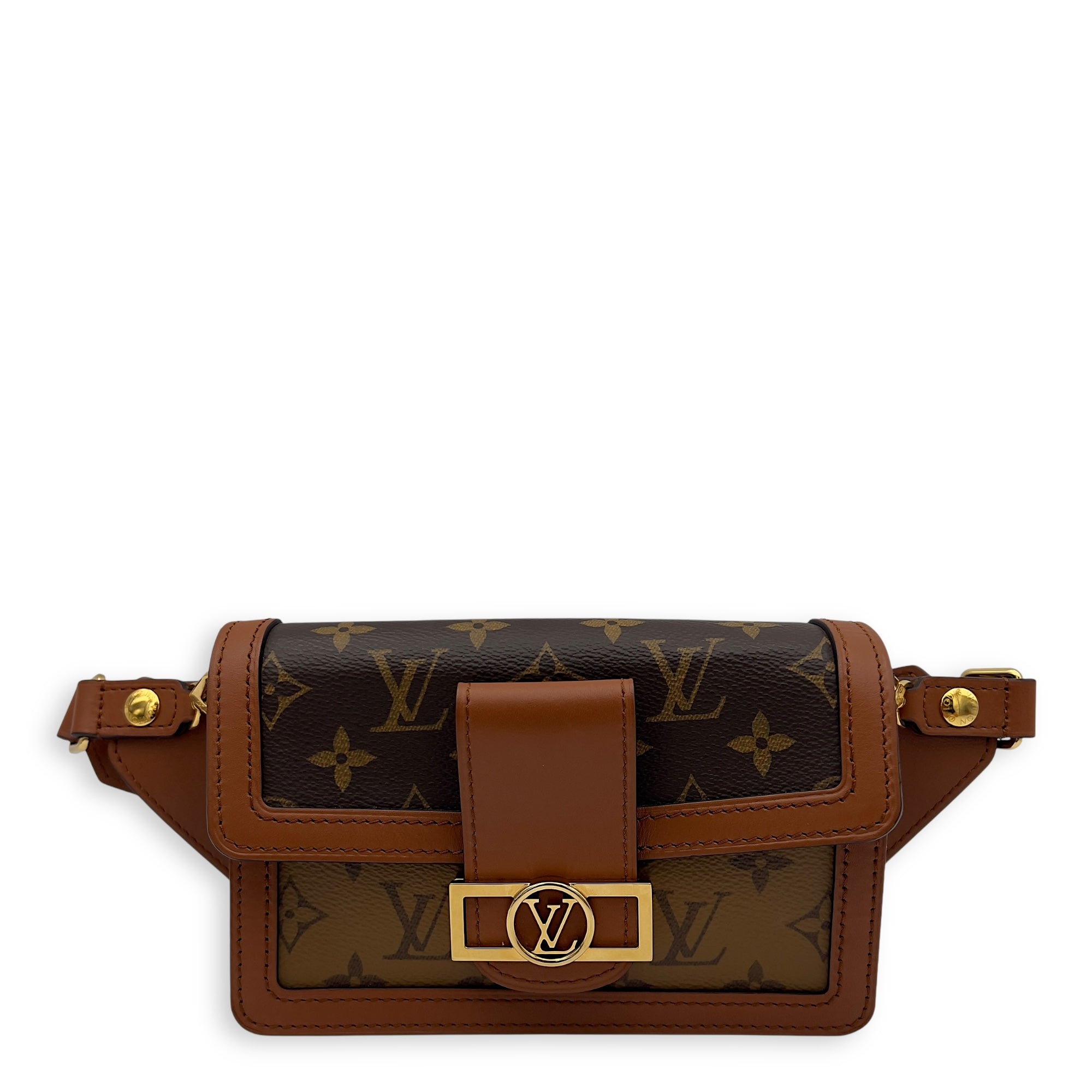 Dauphine Belt Bag Brown in Monogram Coated Canvas, Gold hardware