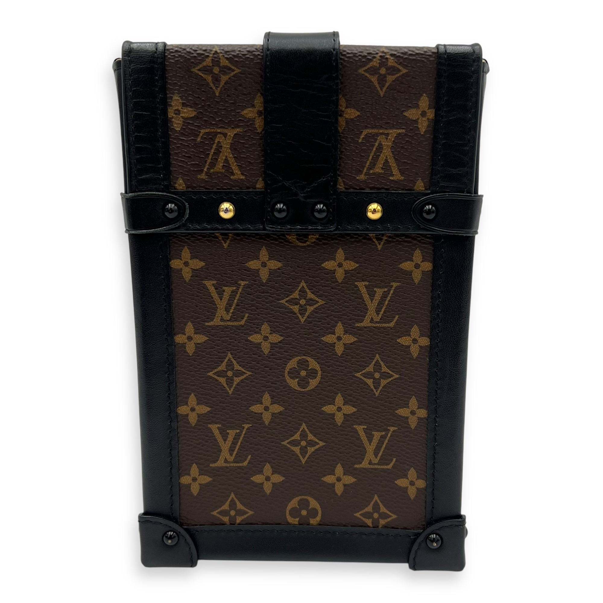 Trunk Vertical Brown Crossbody Bag in Monogram Coated Canvas, Gold hardware - Image 3