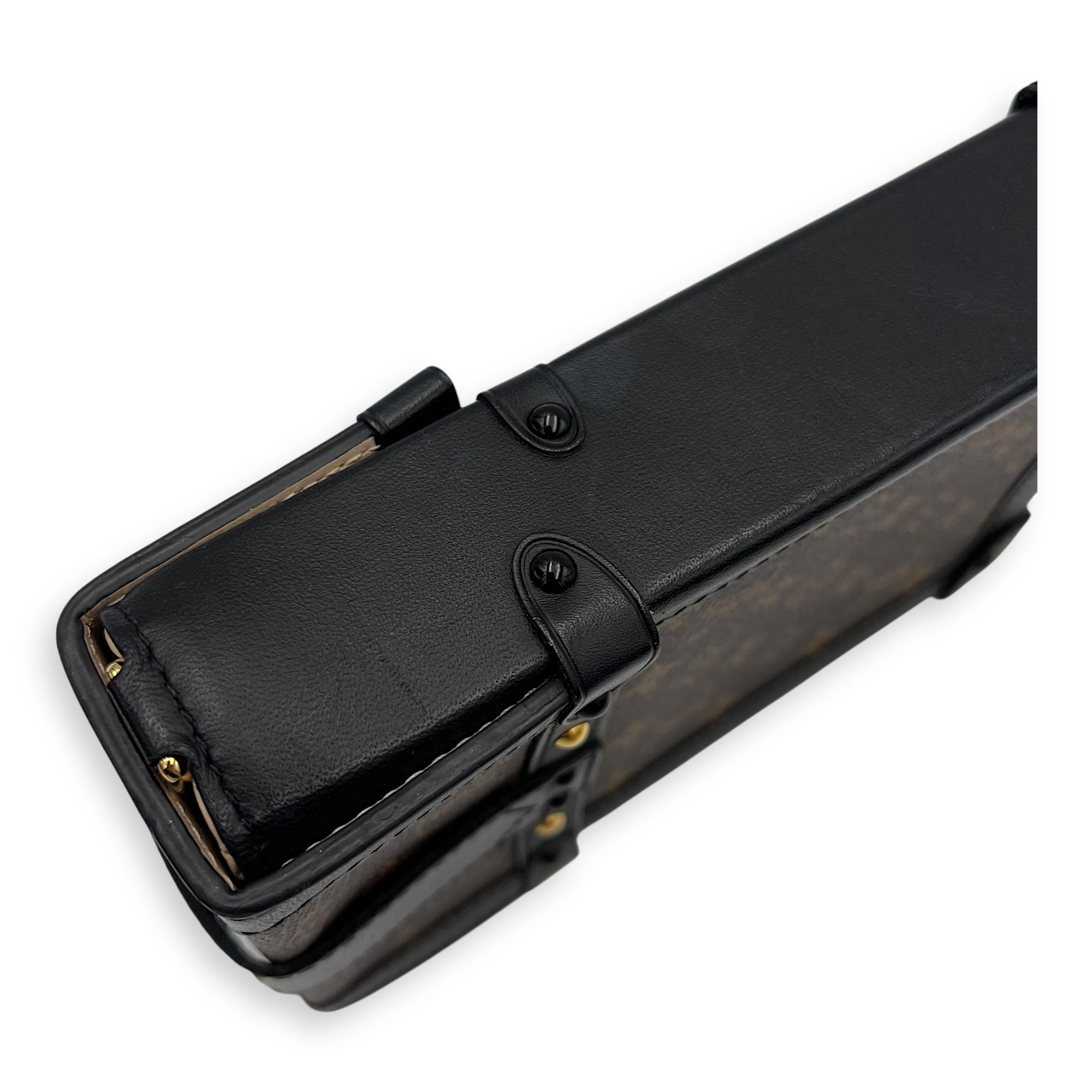 Trunk Vertical Brown Crossbody Bag in Monogram Coated Canvas, Gold hardware - Image 9