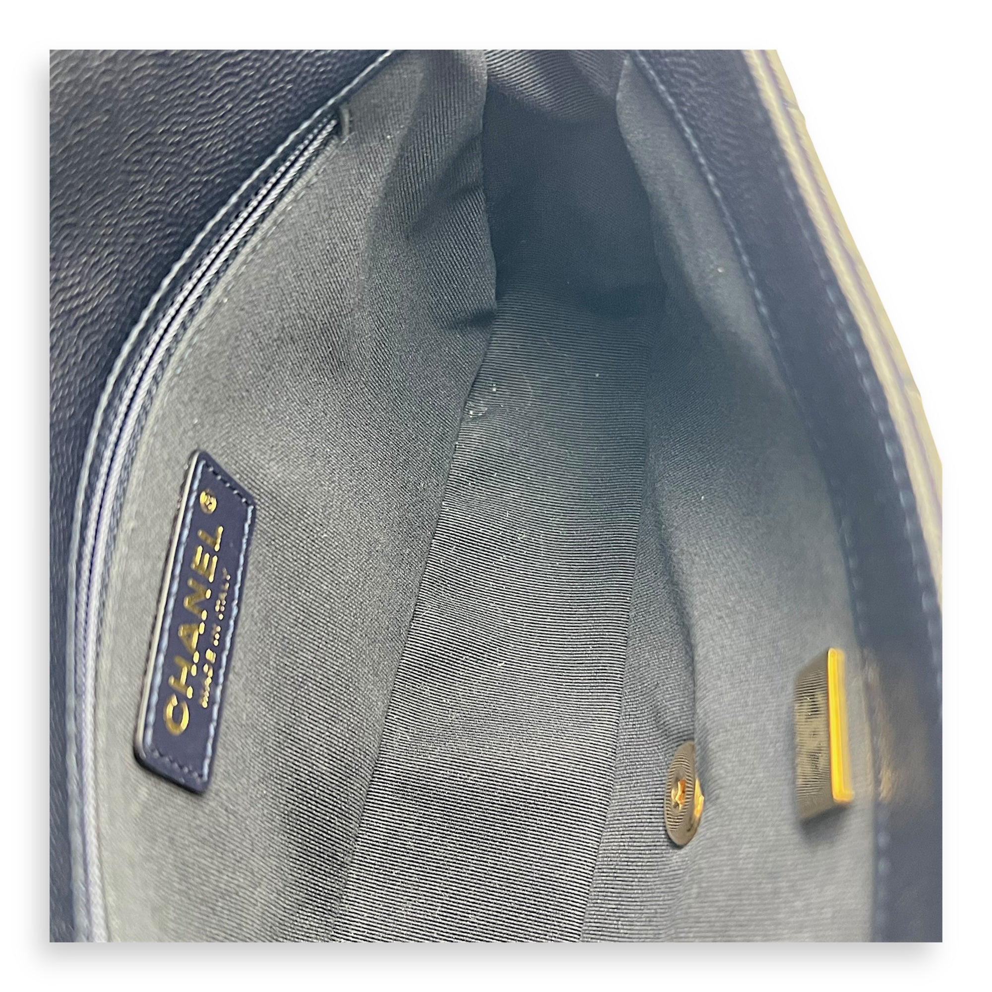 Chain Around Blue Crossbody Bag in Caviar Leather, Gold hardware - Image 14