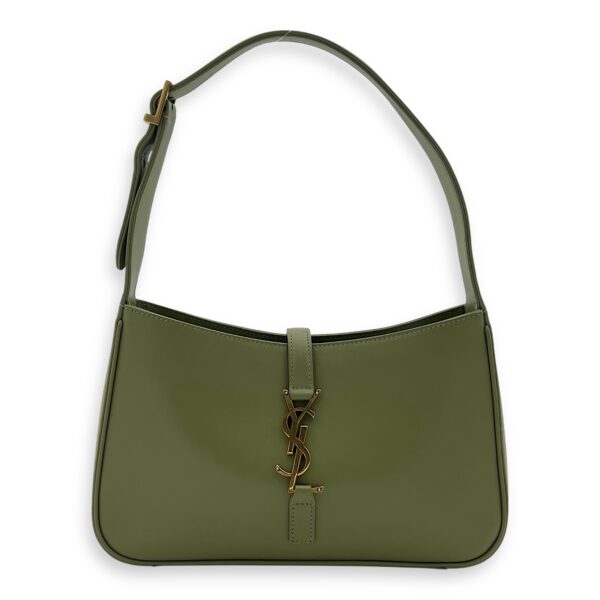 Le 5 A 7 Shoulder Bag Green in Calfskin, Gold hardware