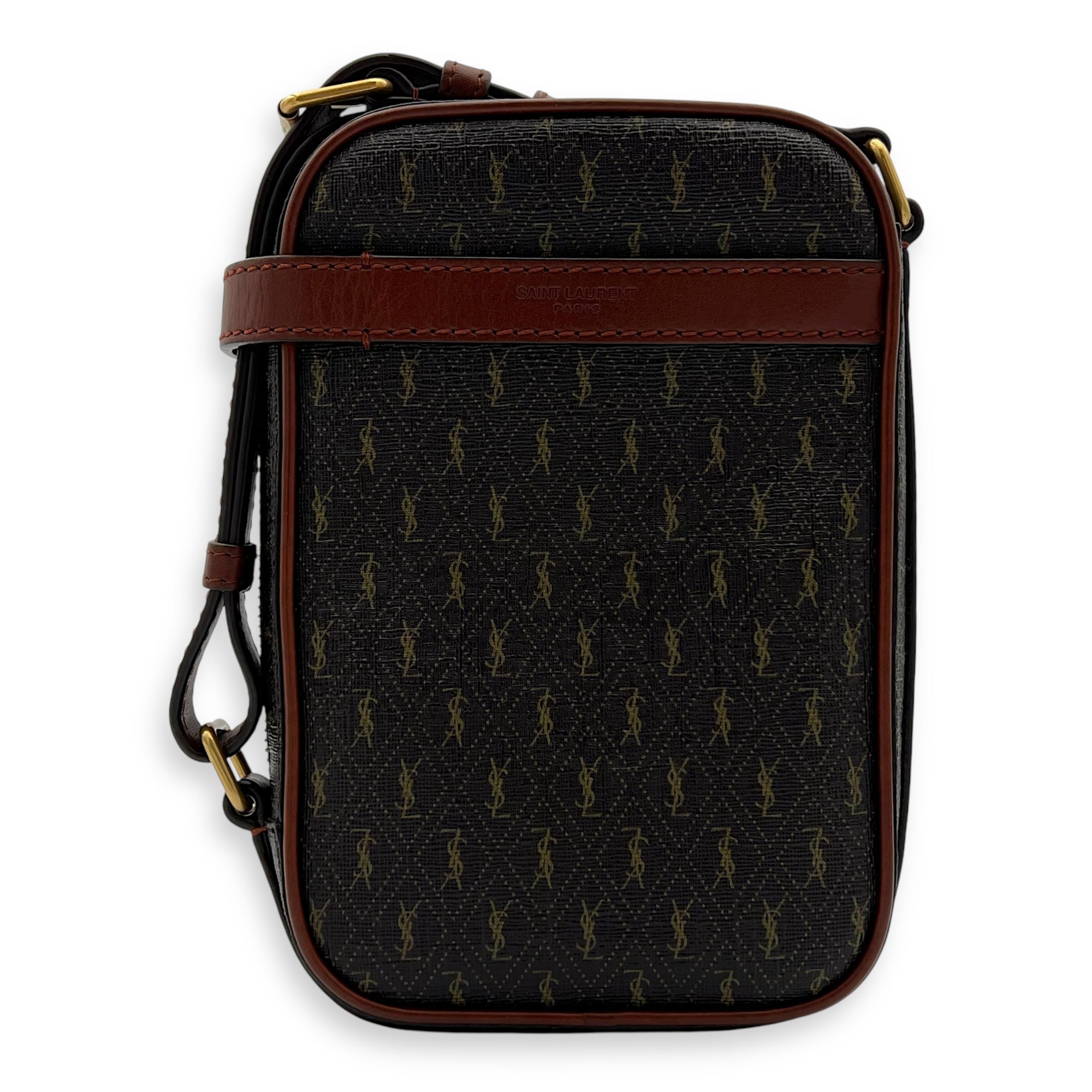 Le Monogramme Brown Crossbody Bag in Coated Canvas, Gold hardware