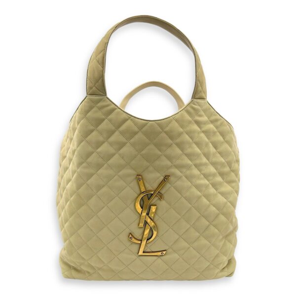 ICare Tote Bag Beige in Nubuck suede, Gold hardware - Image 15