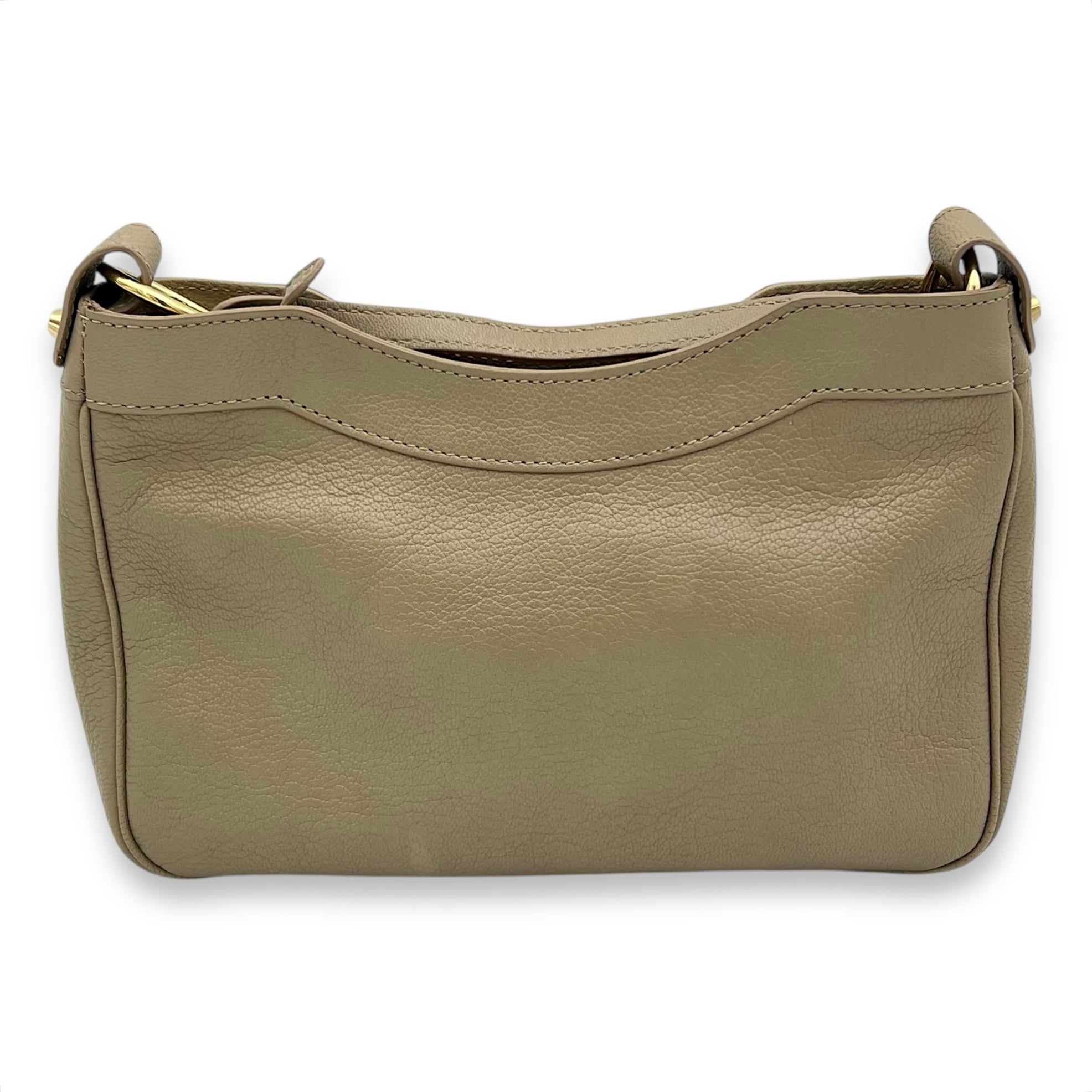 Metallic Edge Classic Crossbody Bag Beige in Calfskin, Gold hardware - Image 3