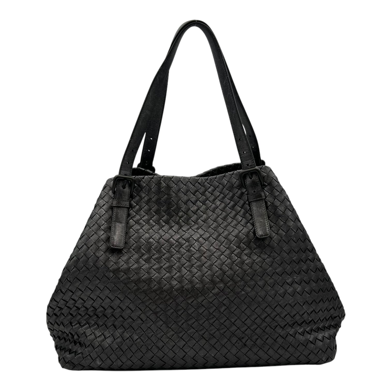 Intrecciato Shoulder Bag Metallic Grey in Calfskin, Gunmetal hardware - Image 3