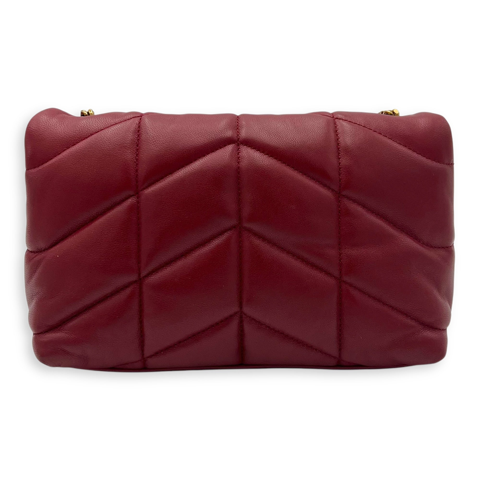 Puffer Mini Red Shoulder Bag in Lambskin, Gold hardware - Image 3
