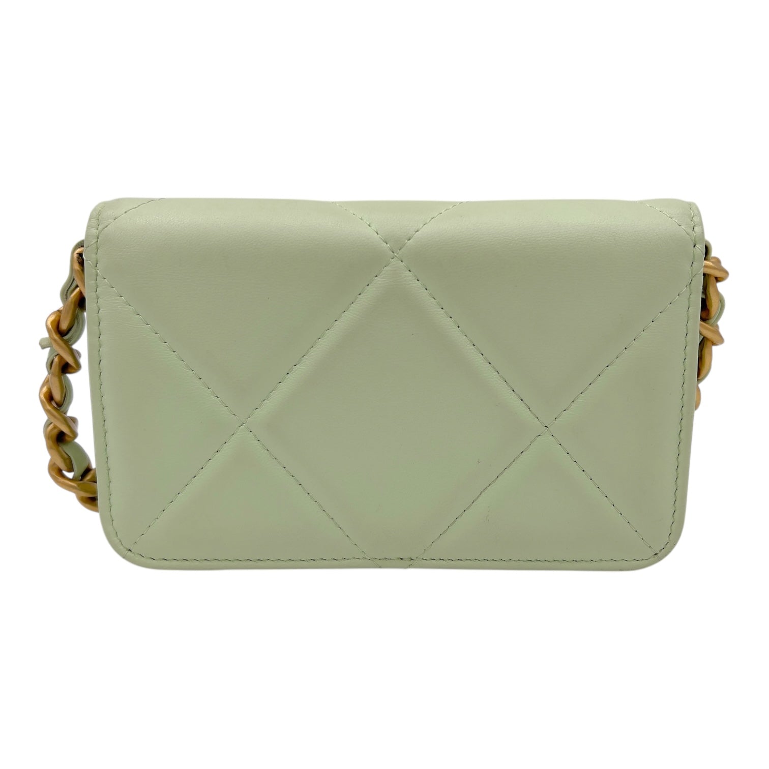 C19 Wallet On Chain Green in Lambskin, Mixed hardware - Image 3