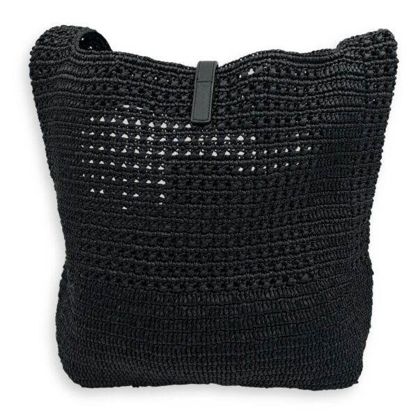 Le 5 A 7 Crossbody Bag Black in Raffia, Silver hardware - Image 3