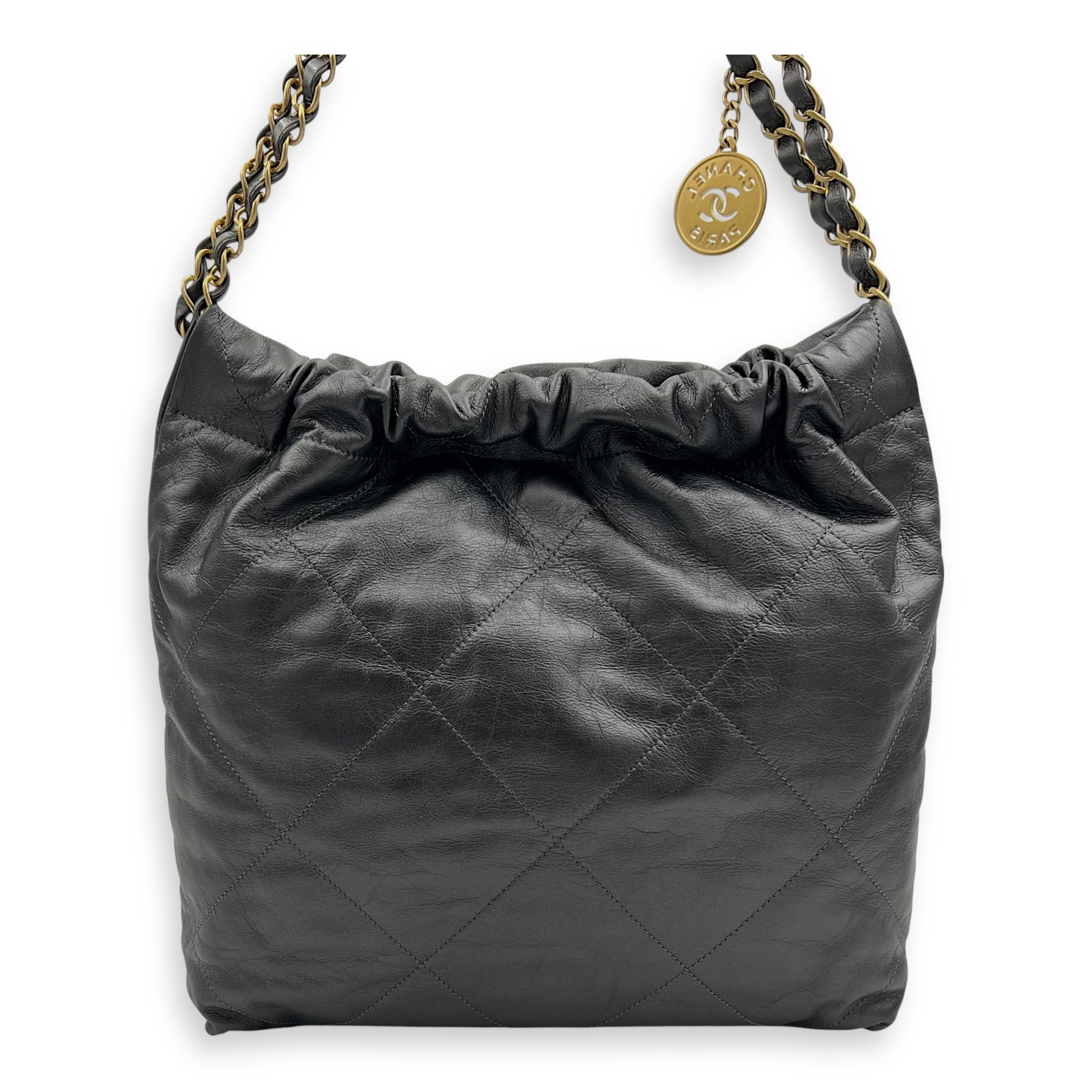 22 Tote Small Grey Tote Bag in Calfskin, Gold hardware - Image 3