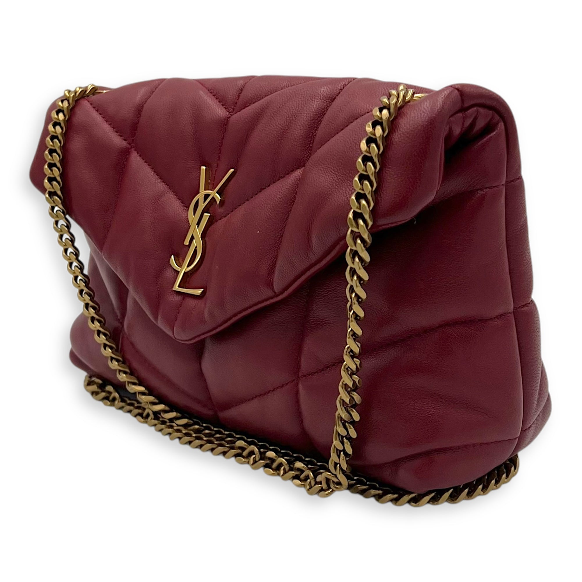 Puffer Mini Red Shoulder Bag in Lambskin, Gold hardware - Image 4