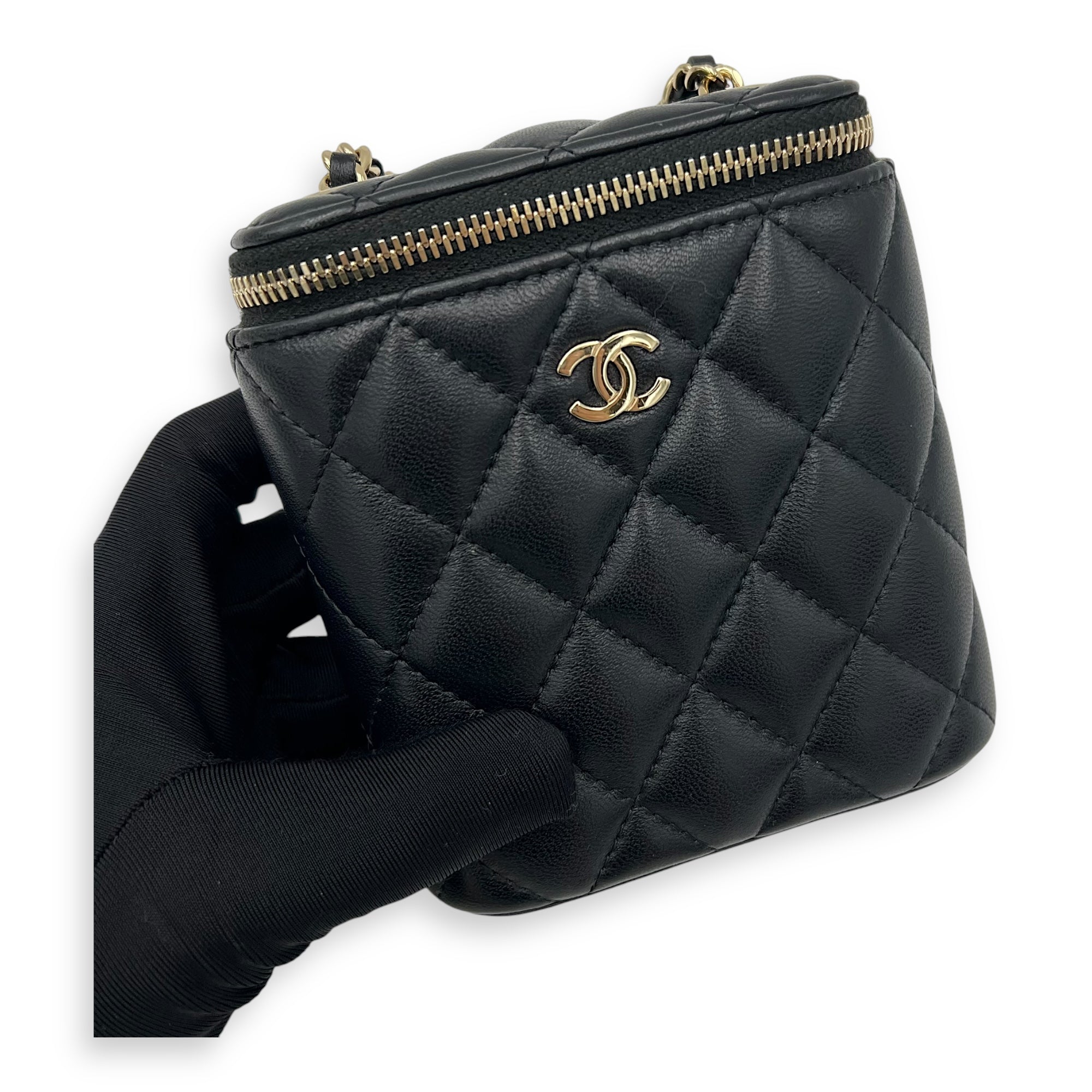 CC Vanity Bag Black in Lambskin, Gold hardware - Image 9
