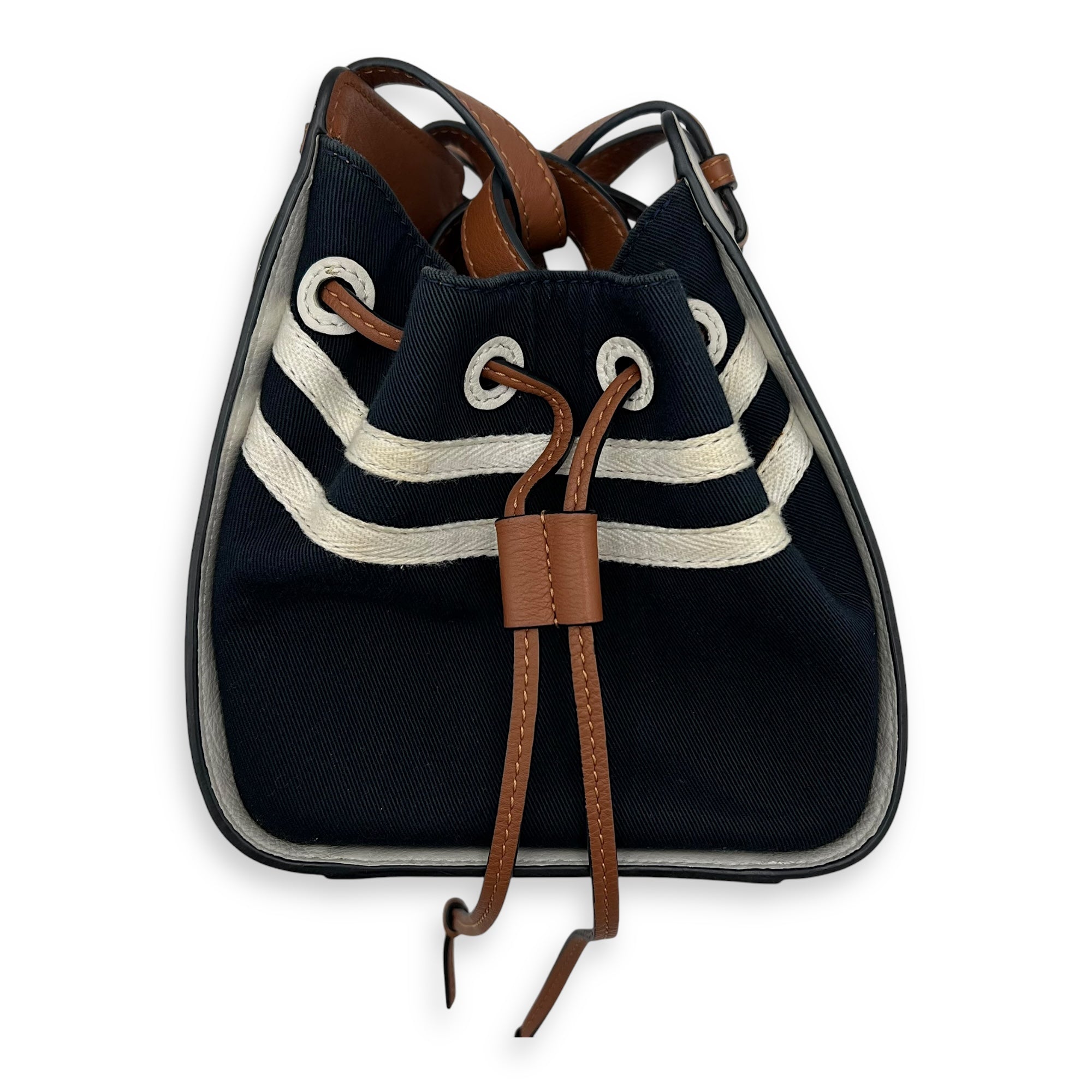 Hammock Mini White Top Handle Bag in Calfskin and Canvas, Silver hardware - Image 5