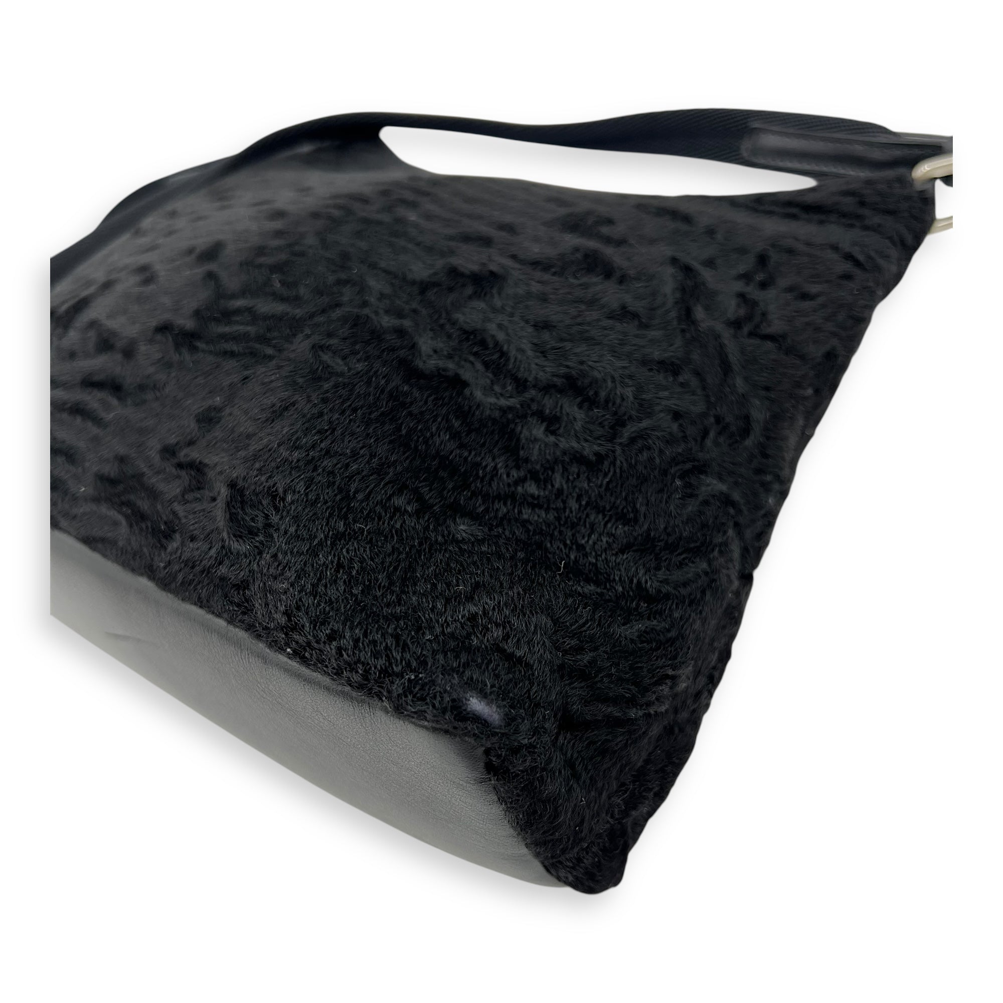 Persian Lamb Black Shoulder Bag in, Silver hardware - Image 10