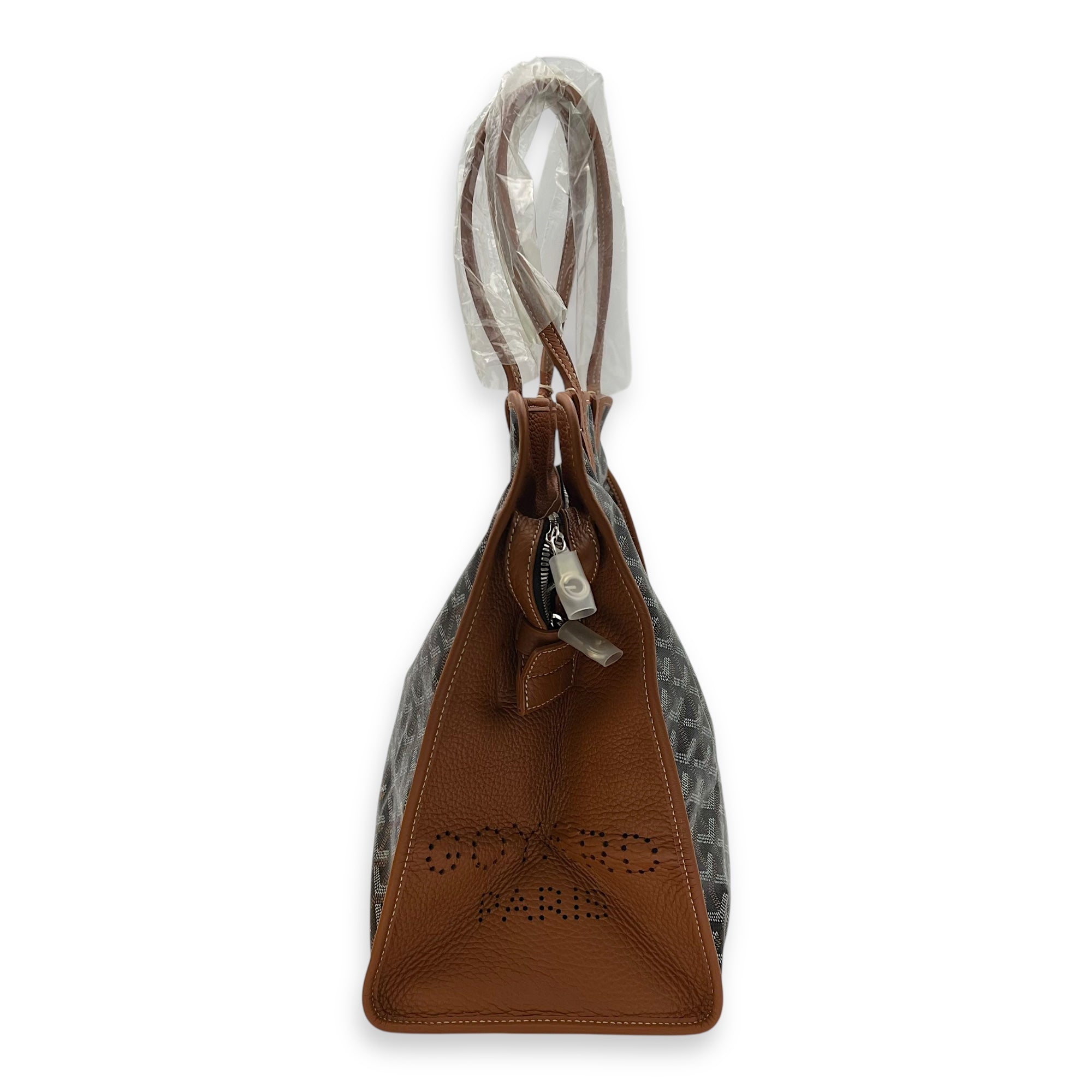 Hardy PM Brown Tote Bag in Coated Canvas, Silver hardware - Image 4