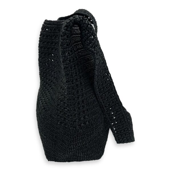 Le 5 A 7 Crossbody Bag Black in Raffia, Silver hardware - Image 4