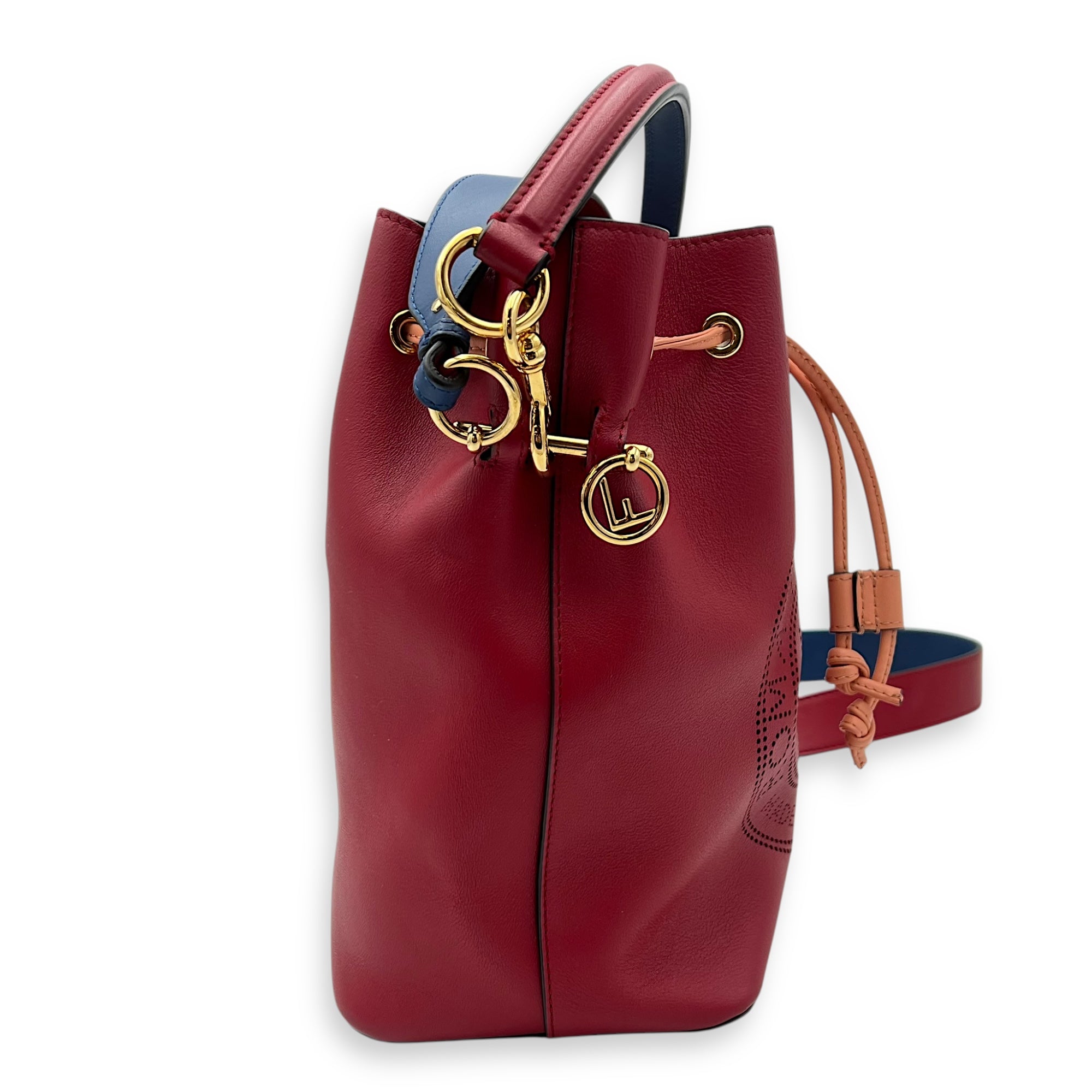 Mon Tresor Bucket Bag Red in Calfskin, Gold hardware - Image 5