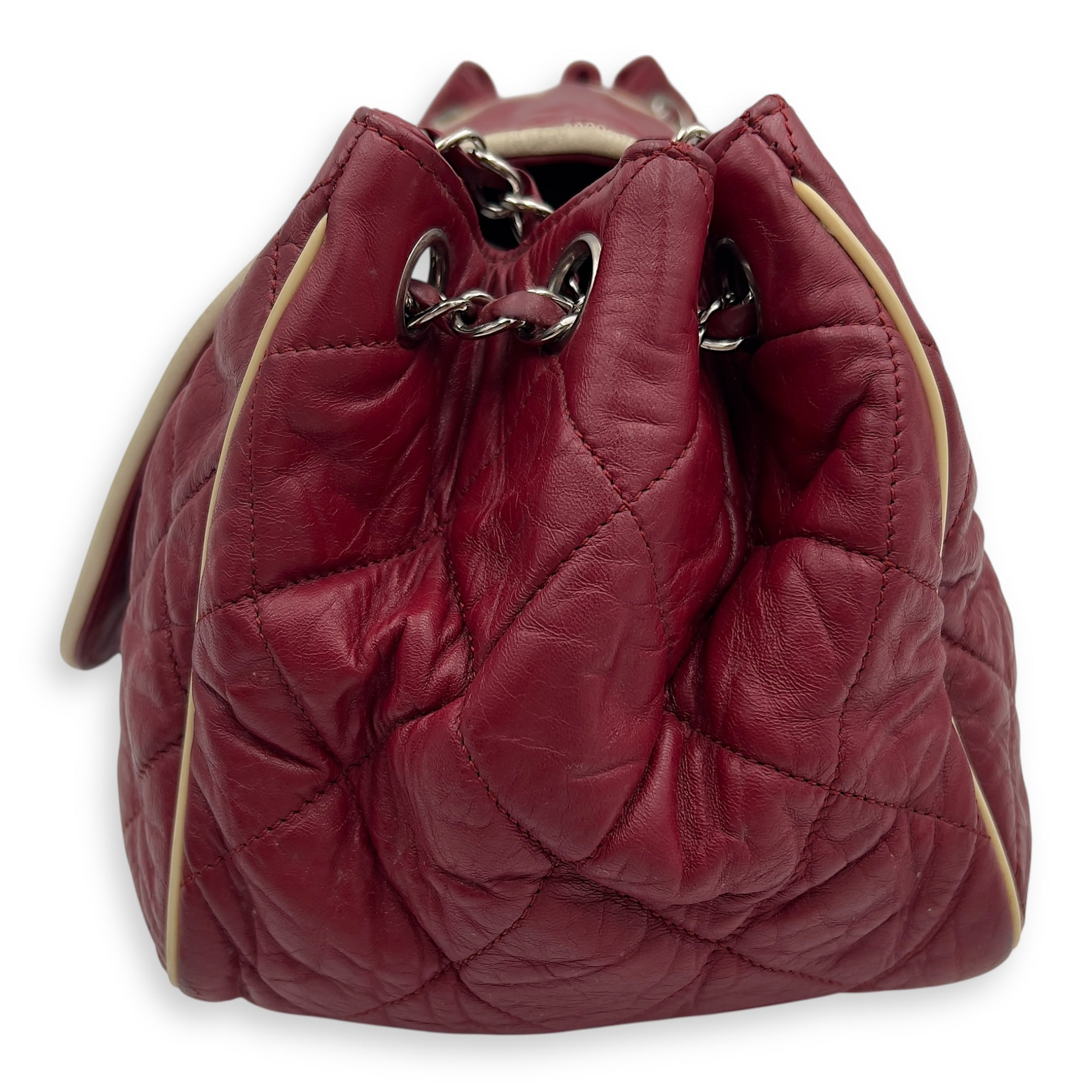 East West Shoulder Bag Red in Calfskin, Silver hardware - Image 6