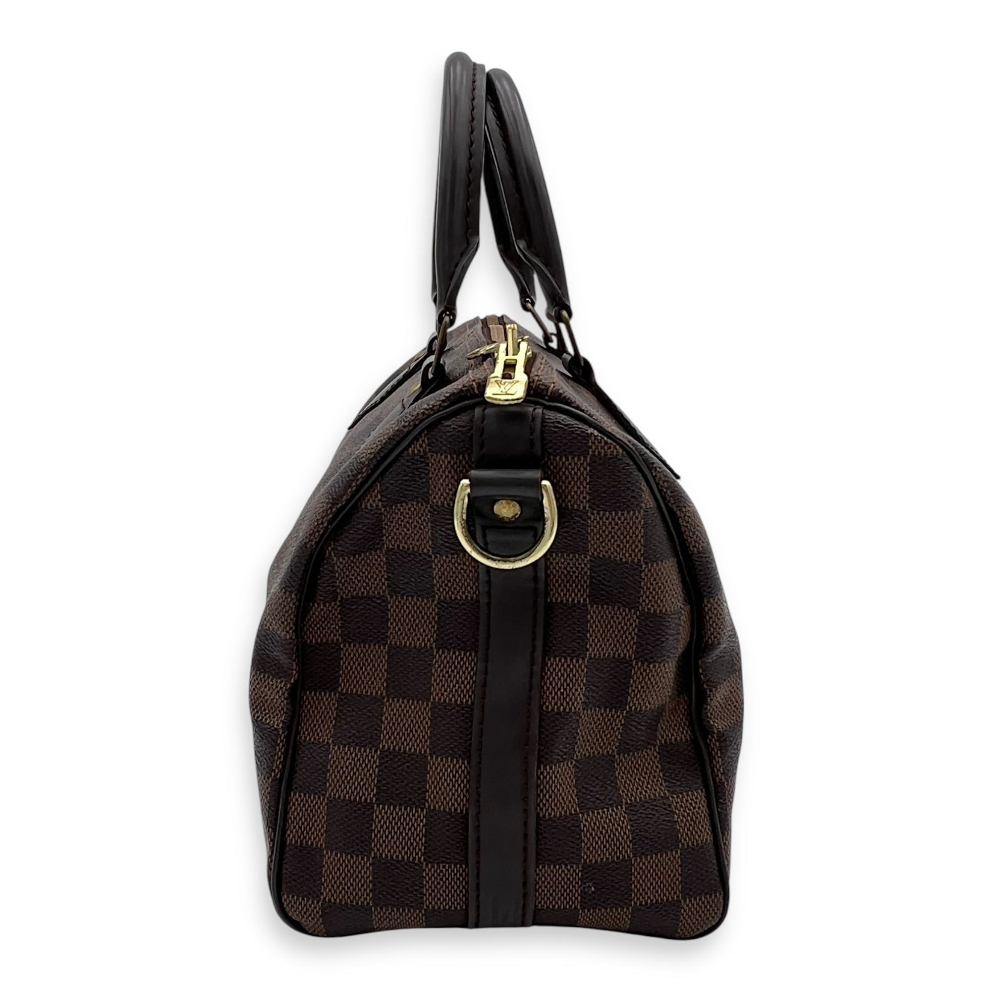 Speedy Bandouliere Top Handle Bag 25 Brown in Coated Canvas, Gold hardware - Image 5