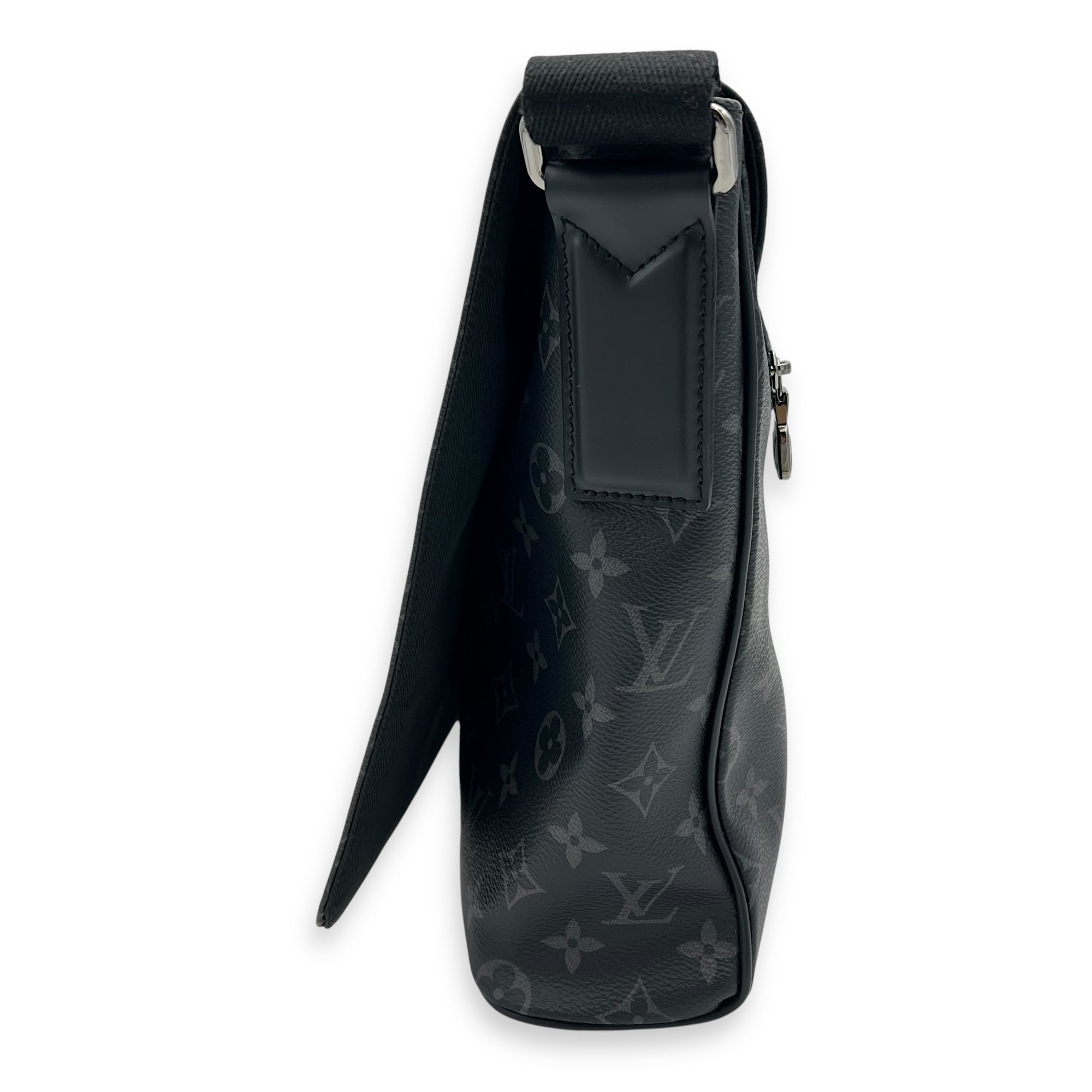 Logo Black Messenger in Monogram Coated Canvas, Silver hardware - Image 5