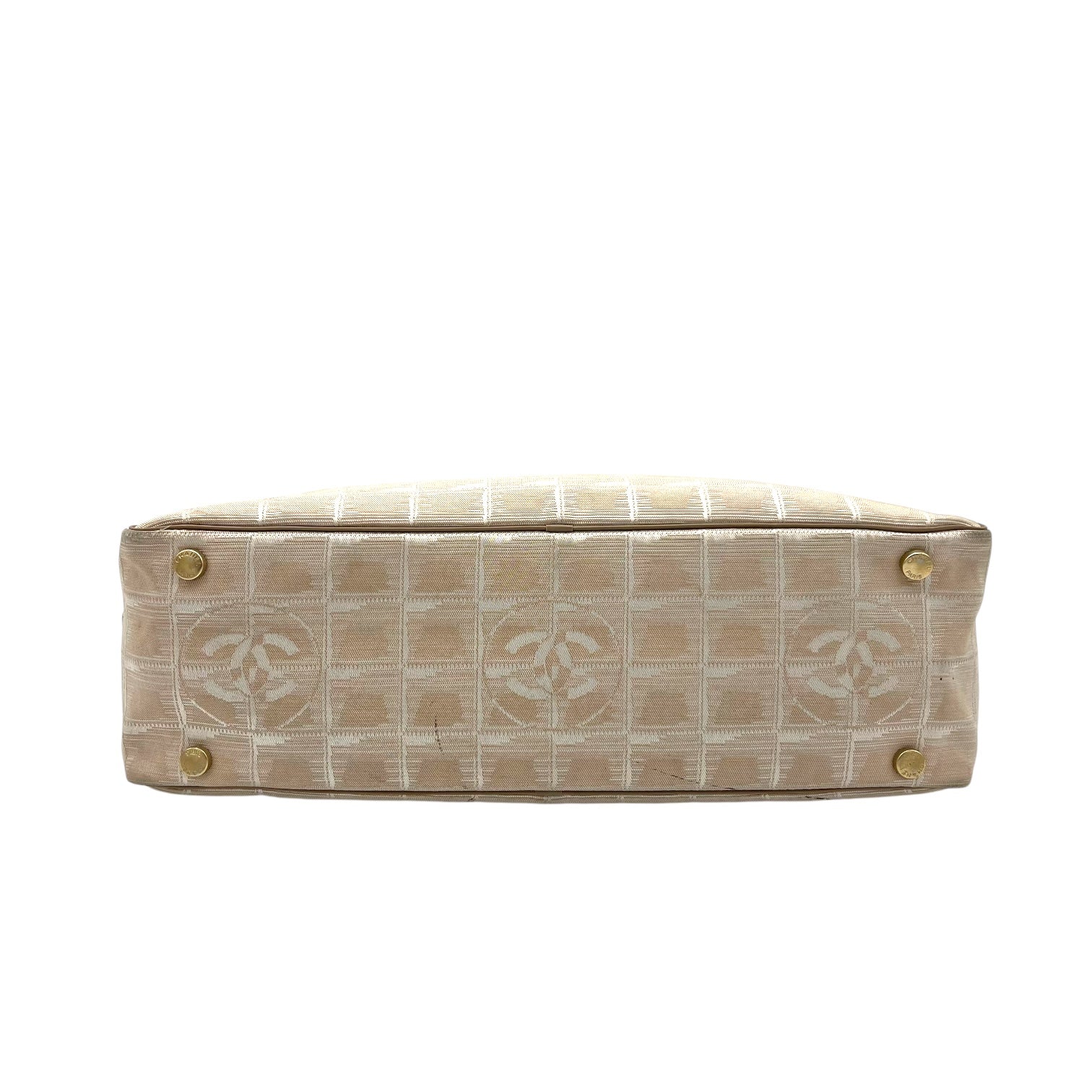 Travel Line Top Handle Bag Beige in Jacquard, Gold hardware - Image 6