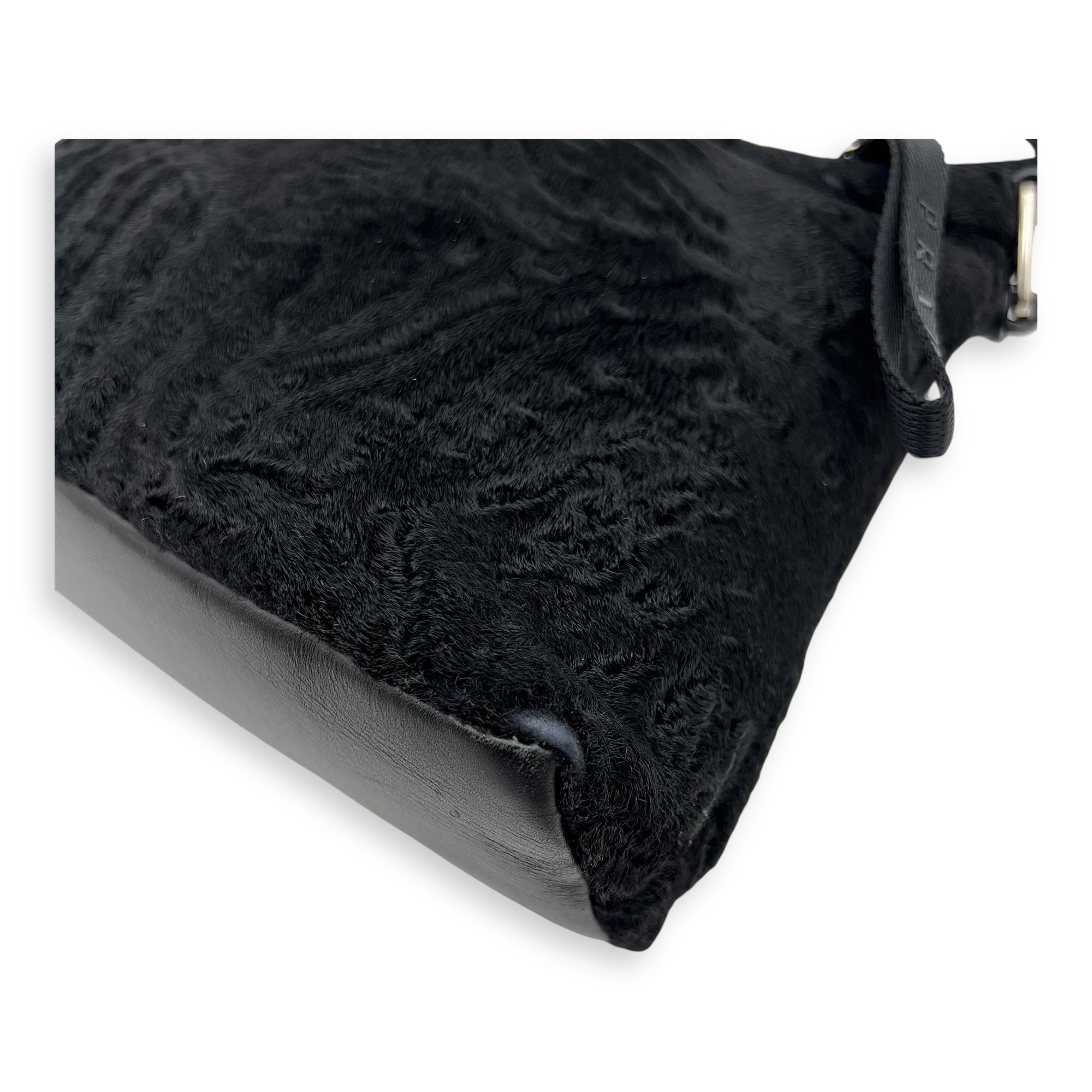 Persian Lamb Black Shoulder Bag in, Silver hardware - Image 8