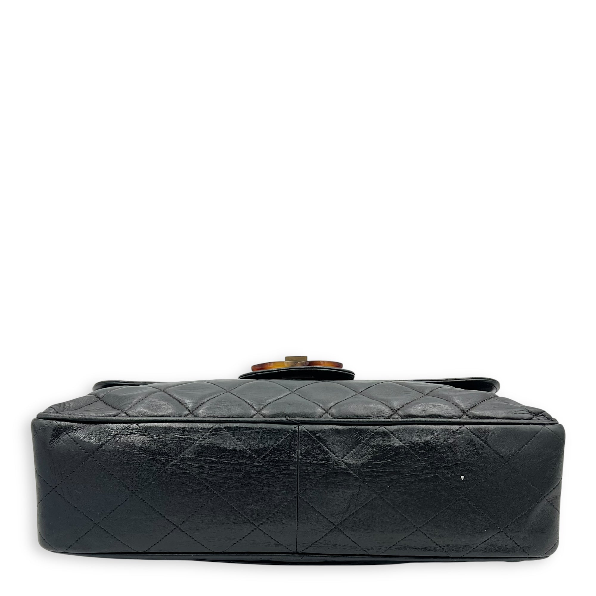 CC Quilted Tortoise Shell Shoulder Bag Black in Lambskin, tortoise shell hardware - Image 6