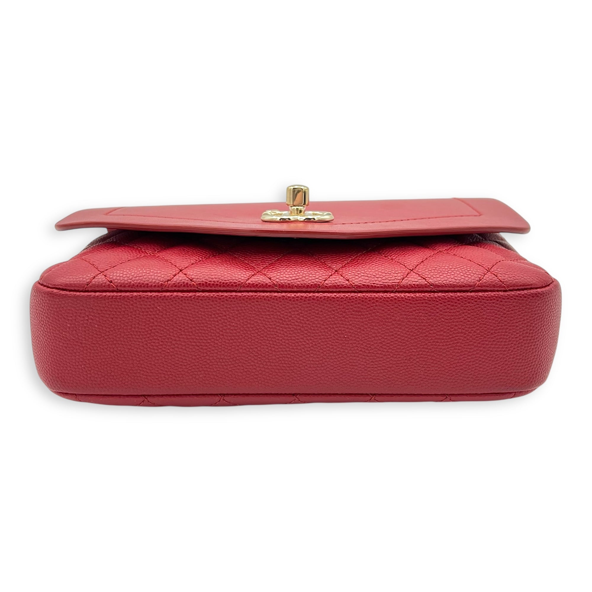 CC Flap Shoulder Bag Red in Calfskin, Gold hardware - Image 6