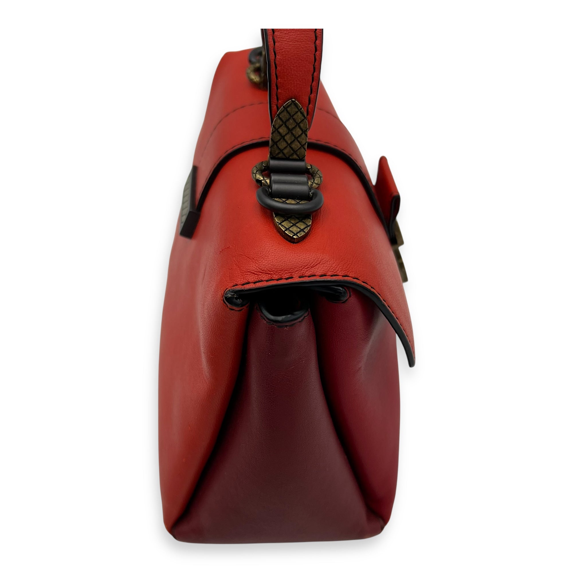 Piazza Top Handle Bag Red in Calfskin, Ruthenium hardware - Image 10