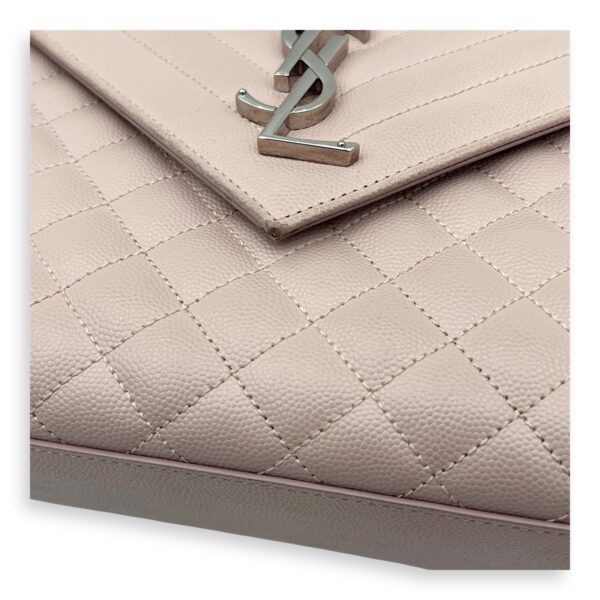 Envelope Shoulder Bag Large Pink in Caviar Leather, Silver hardware - Image 8
