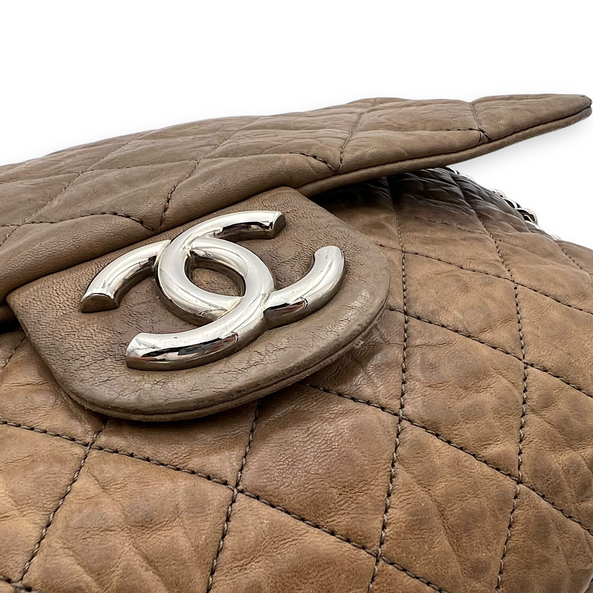 CC Shoulder Bag Brown in Calfskin, Silver hardware - Image 8