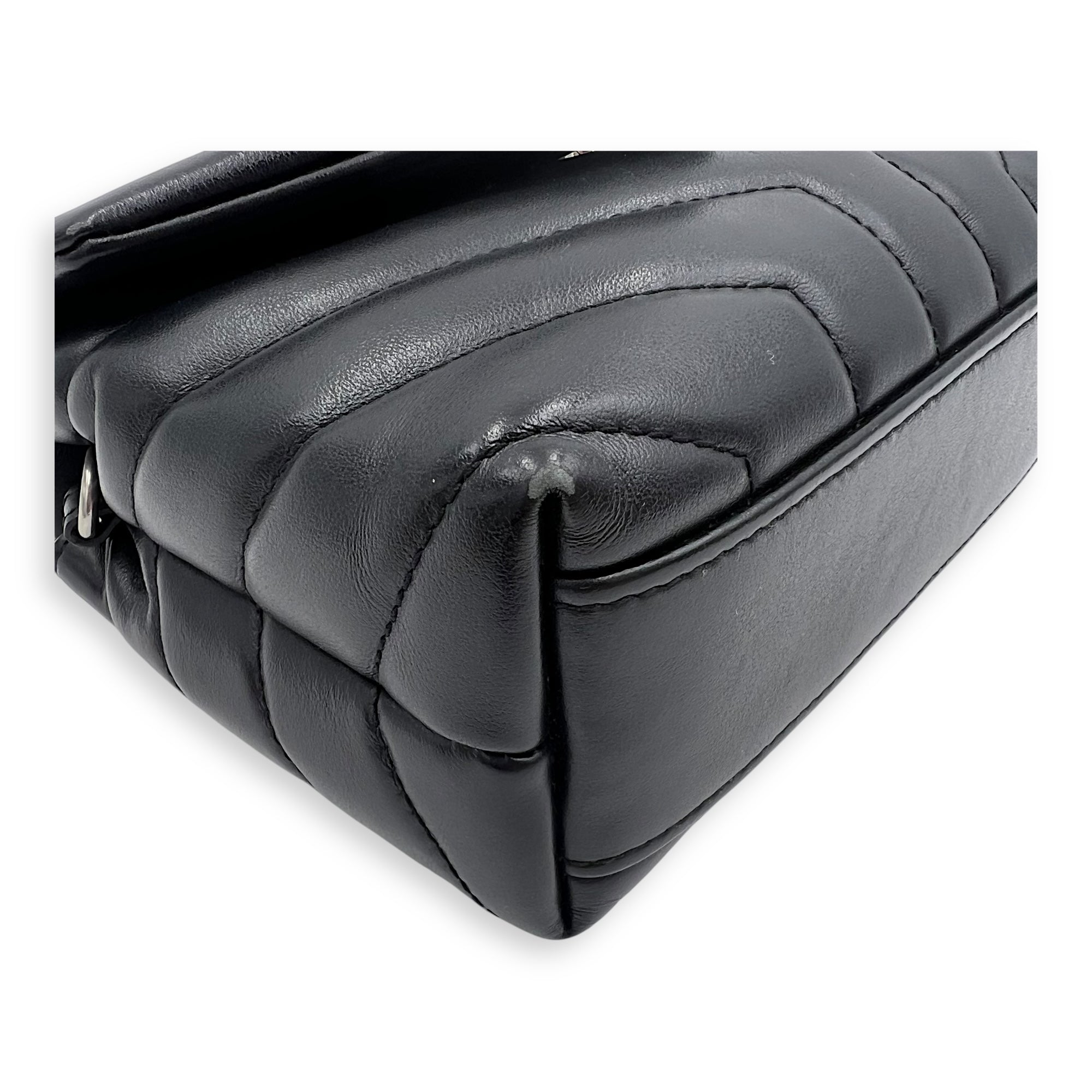 Loulou Toy Black Crossbody Bag in Calfskin, Silver hardware - Image 6