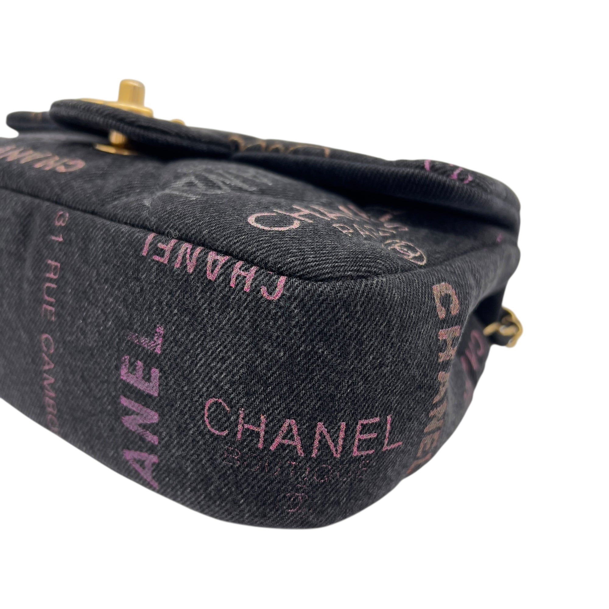 Mood Multi-colour Shoulder Bag in Denim, Gold hardware - Image 7