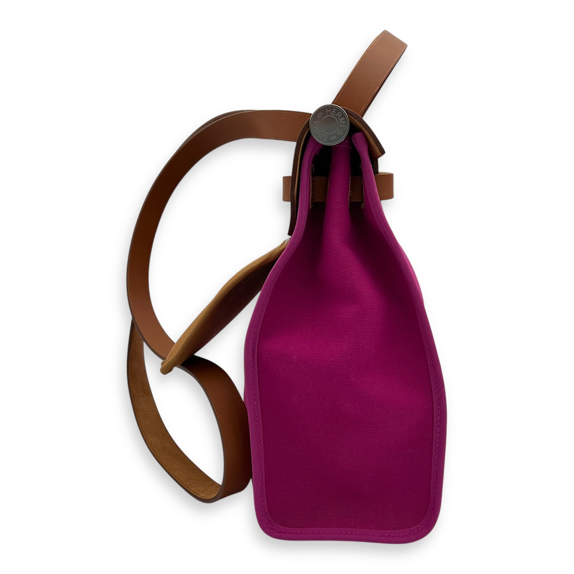 Herbag 31 Rose Pourpre Fauve Shoulder Bag in Canvas, Palladium hardware - Image 5