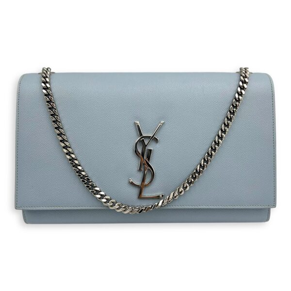 Kate Medium Blue Crossbody Bag in Calfskin, Silver hardware - Image 9