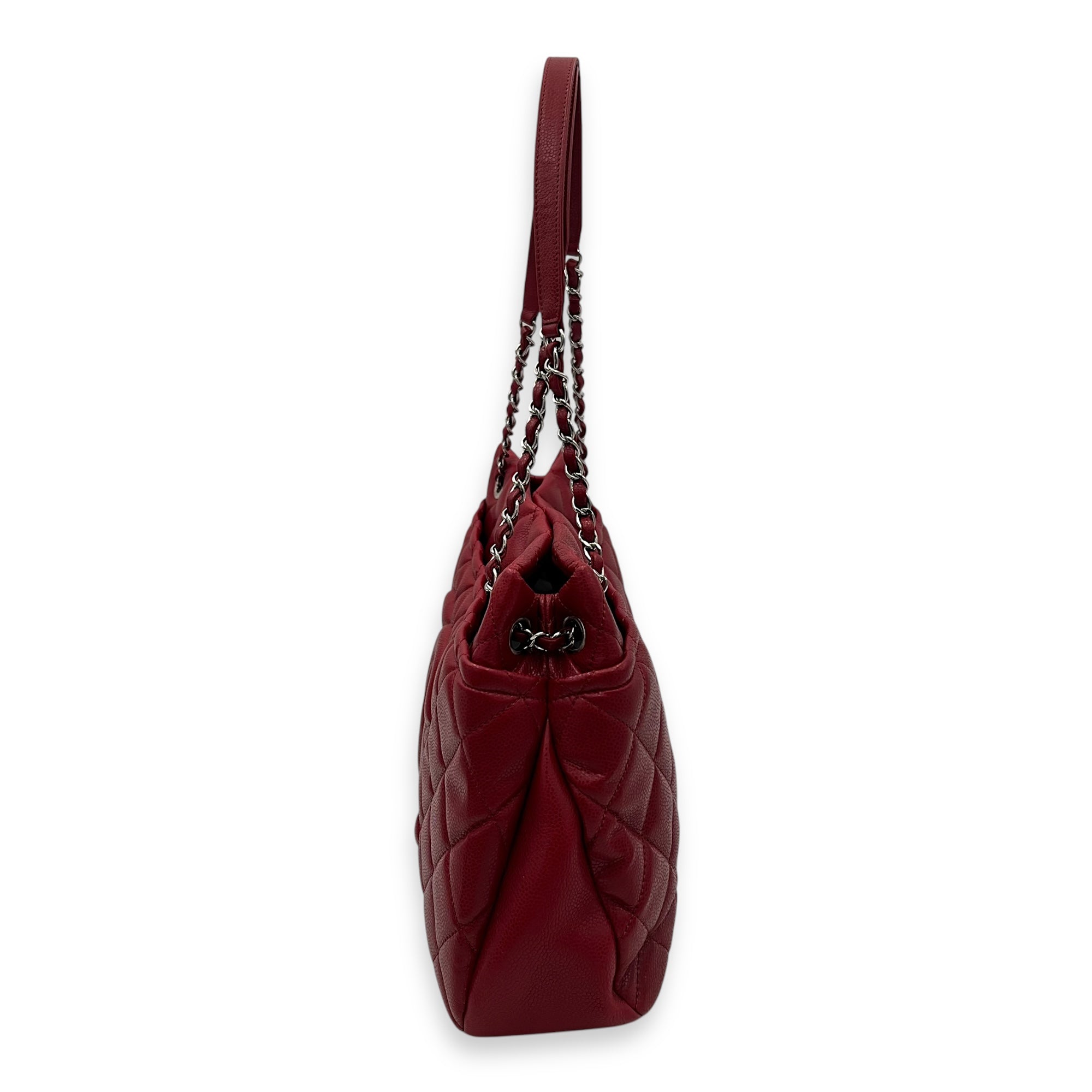 CC Shoulder Bag Red in Caviar Leather, Silver hardware - Image 5