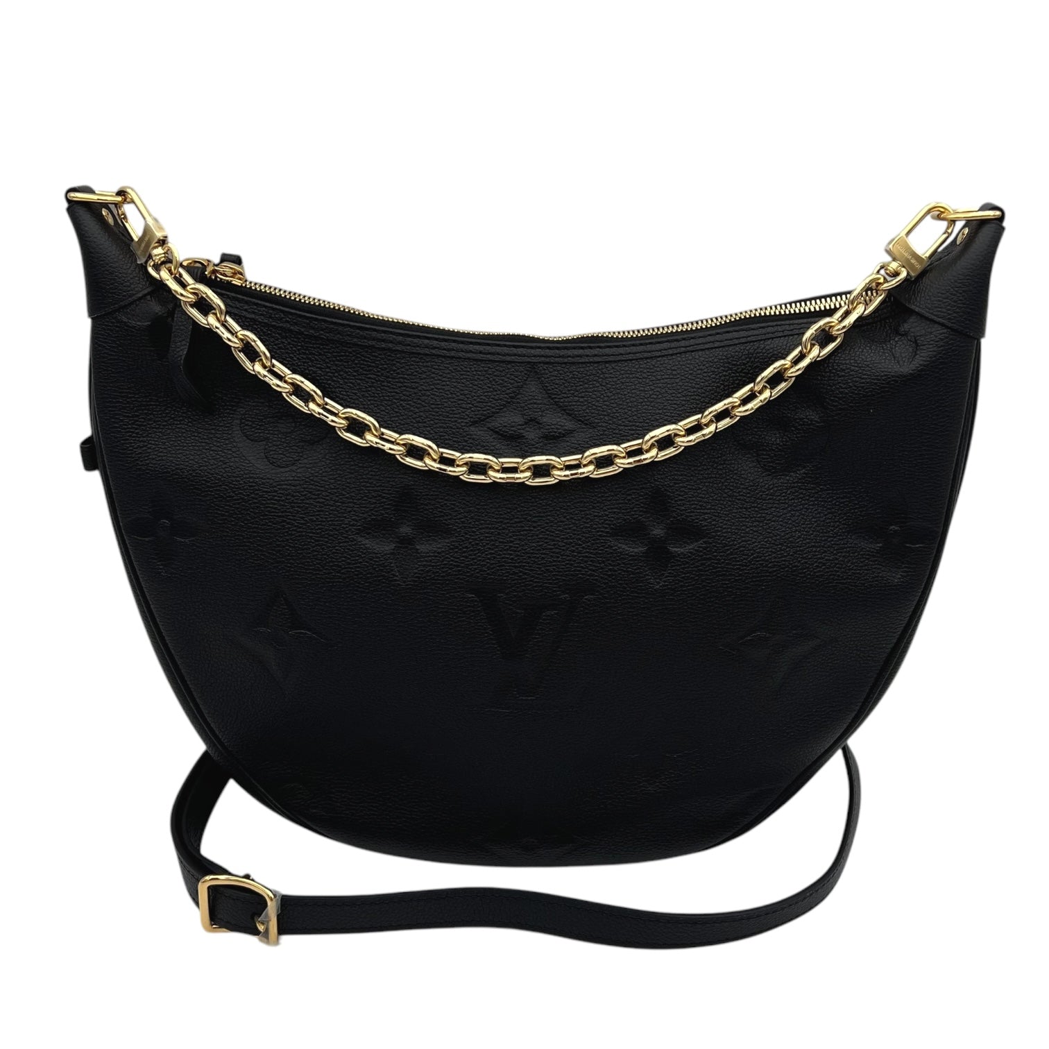 Loop Hobo Black Shoulder Bag in Empreinte Leather, Gold hardware - Image 9