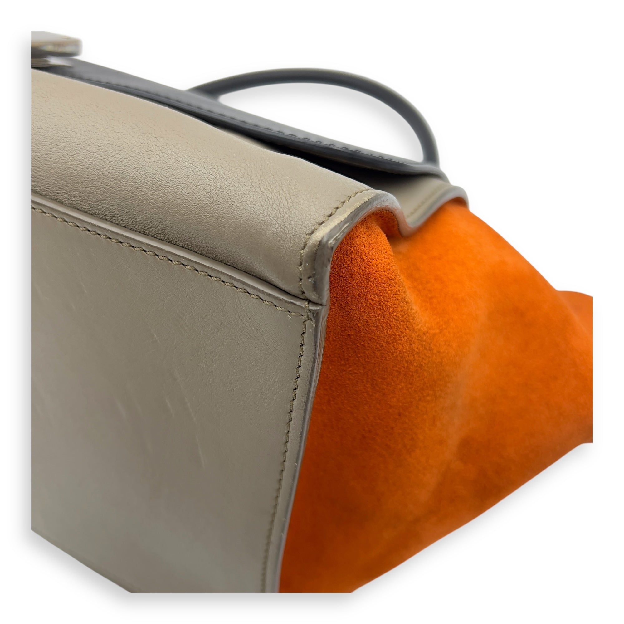 Trapeze Top Handle Bag Medium Black in Calfskin, Silver hardware - Image 8